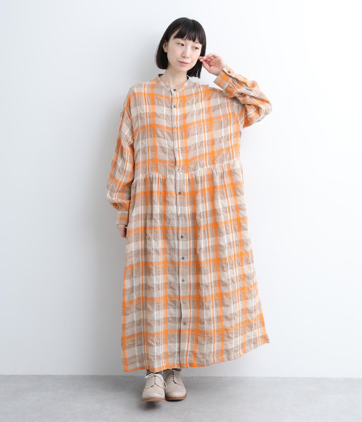 コットンウールタータンチェックシャツワンピース（ICHI Antiquites