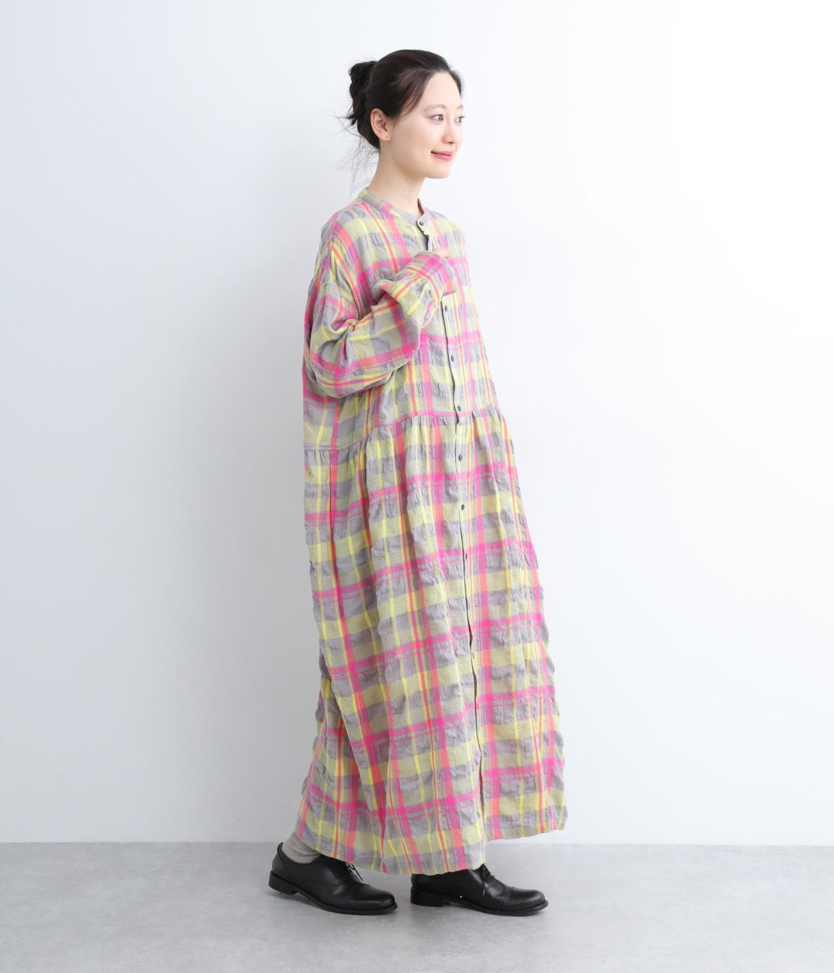 コットンウールタータンチェックシャツワンピース（ICHI Antiquites