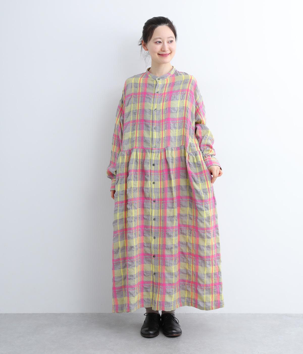コットンウールタータンチェックシャツワンピース（ICHI Antiquites