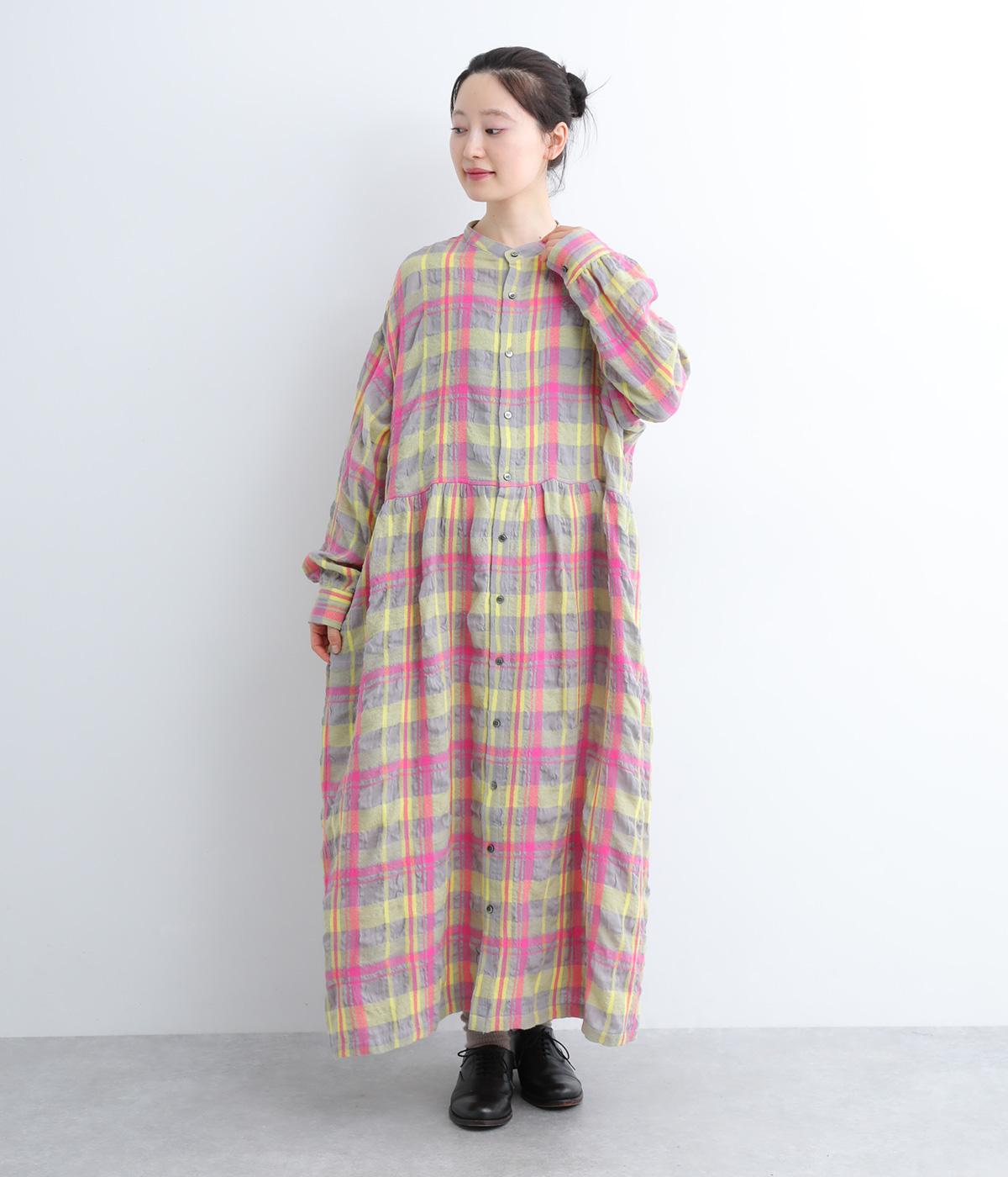 ichi Antiquites✳︎ウールガーゼタータンチェックシャツワンピース