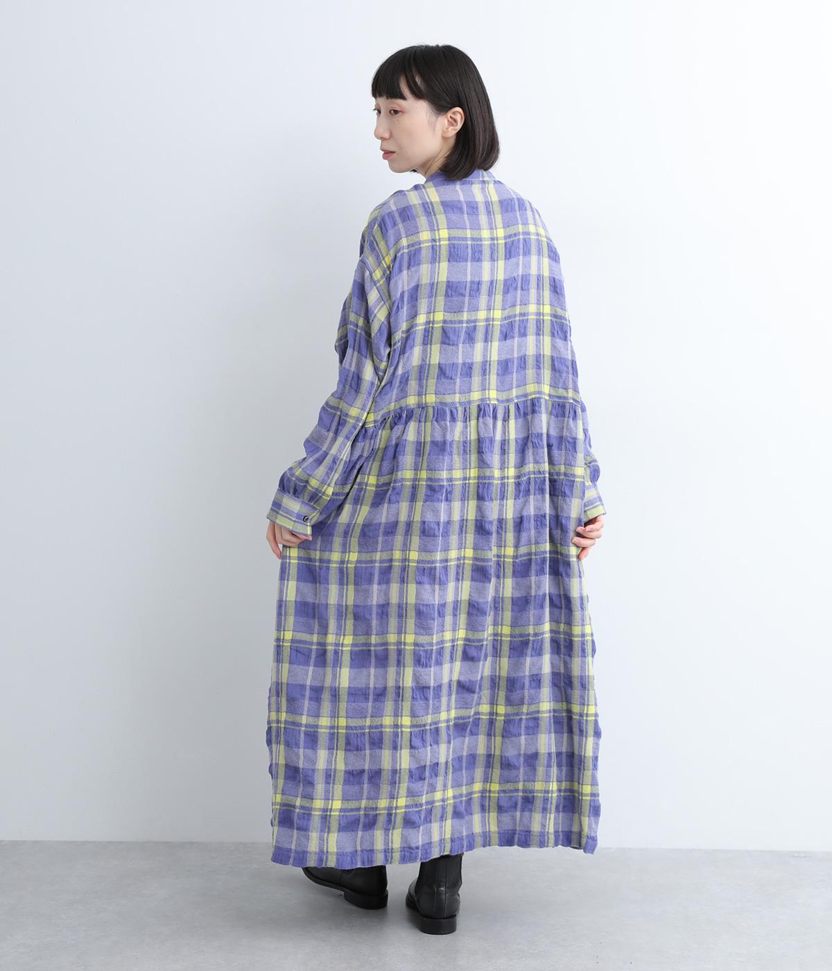 コットンウールタータンチェックシャツワンピース（ICHI Antiquites