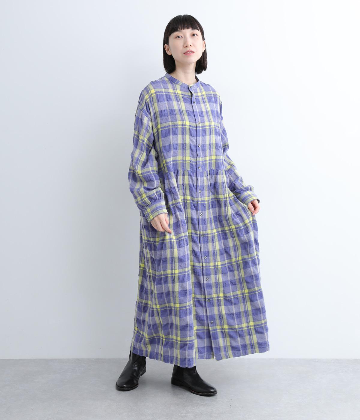 ichi Antiquites❣️ウールガーゼタータンチェックシャツワンピース ICHI※イチアンティークス ウールガーゼタータンチェックワンピース