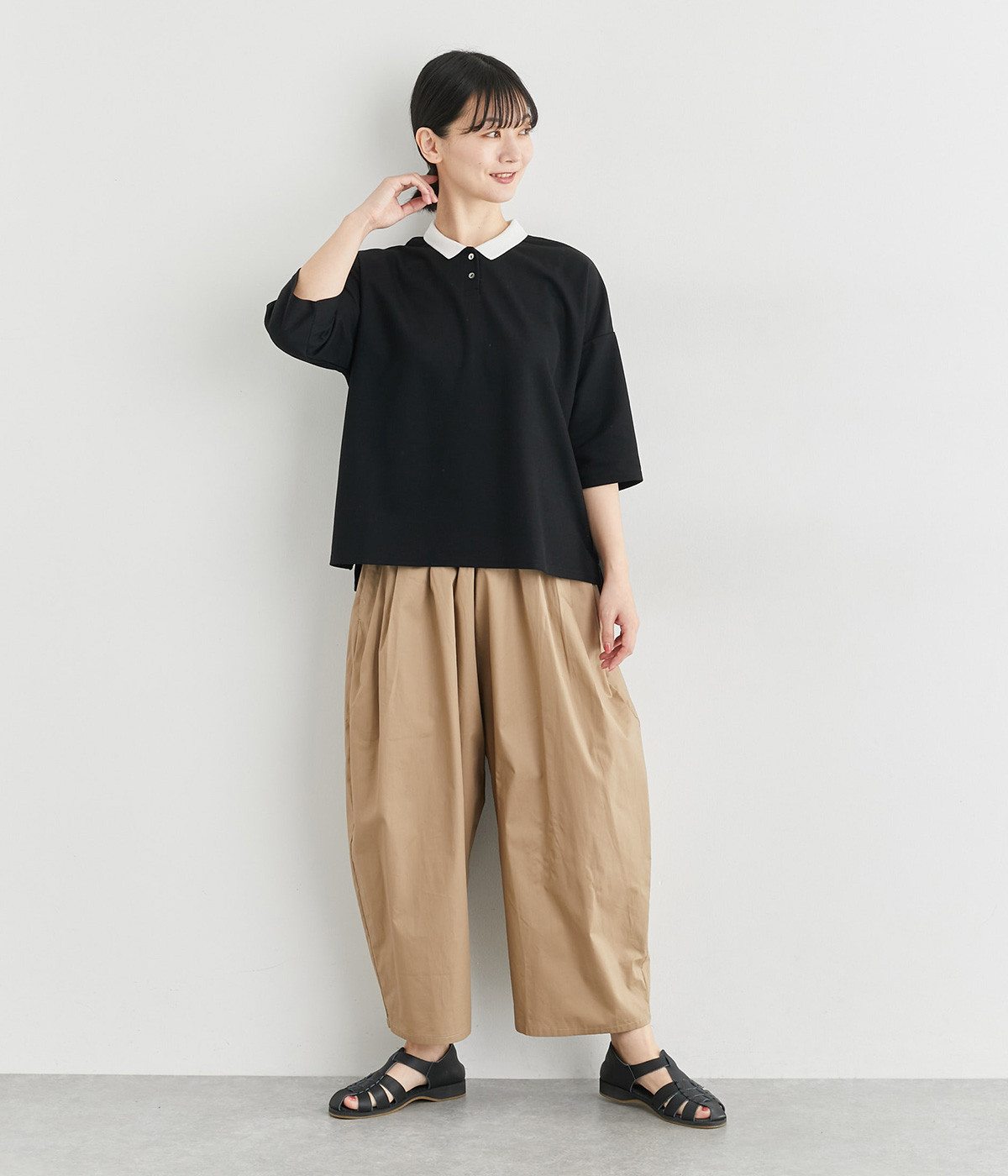 ●ハンドメイド●チビ襟●変形チュニOP●チュニック●フリー●チェック●