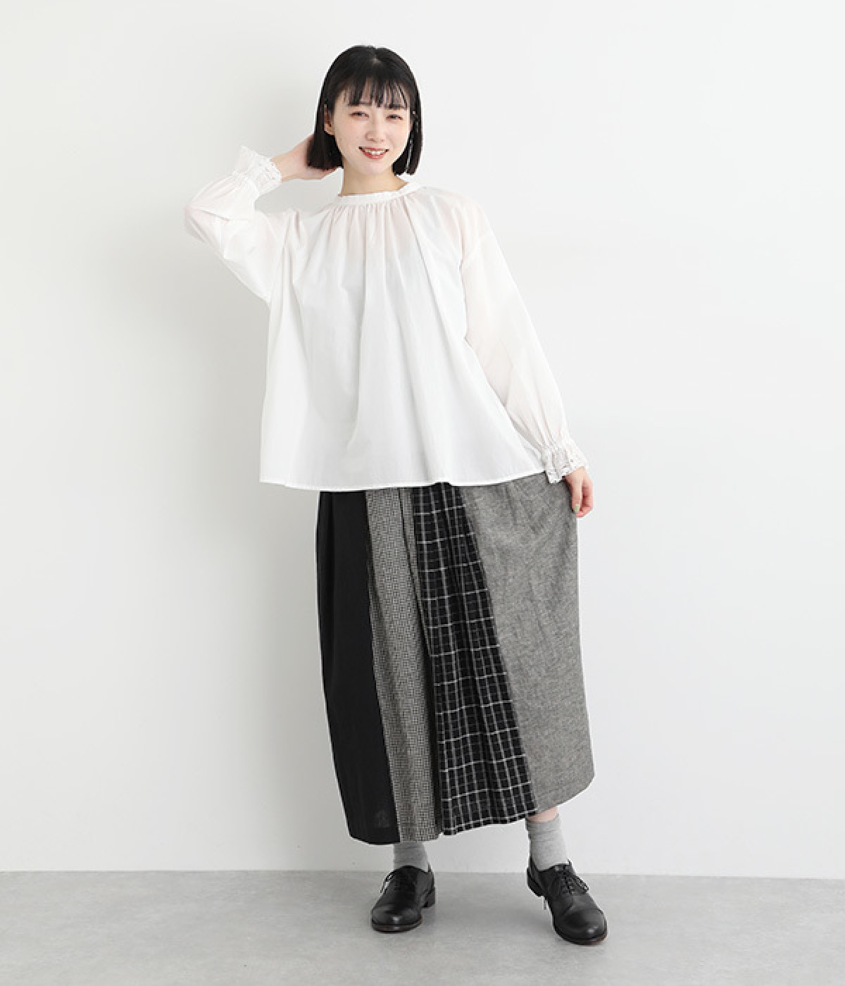 リネンパッチワークスカート 21c8793f15557459379831a476b090