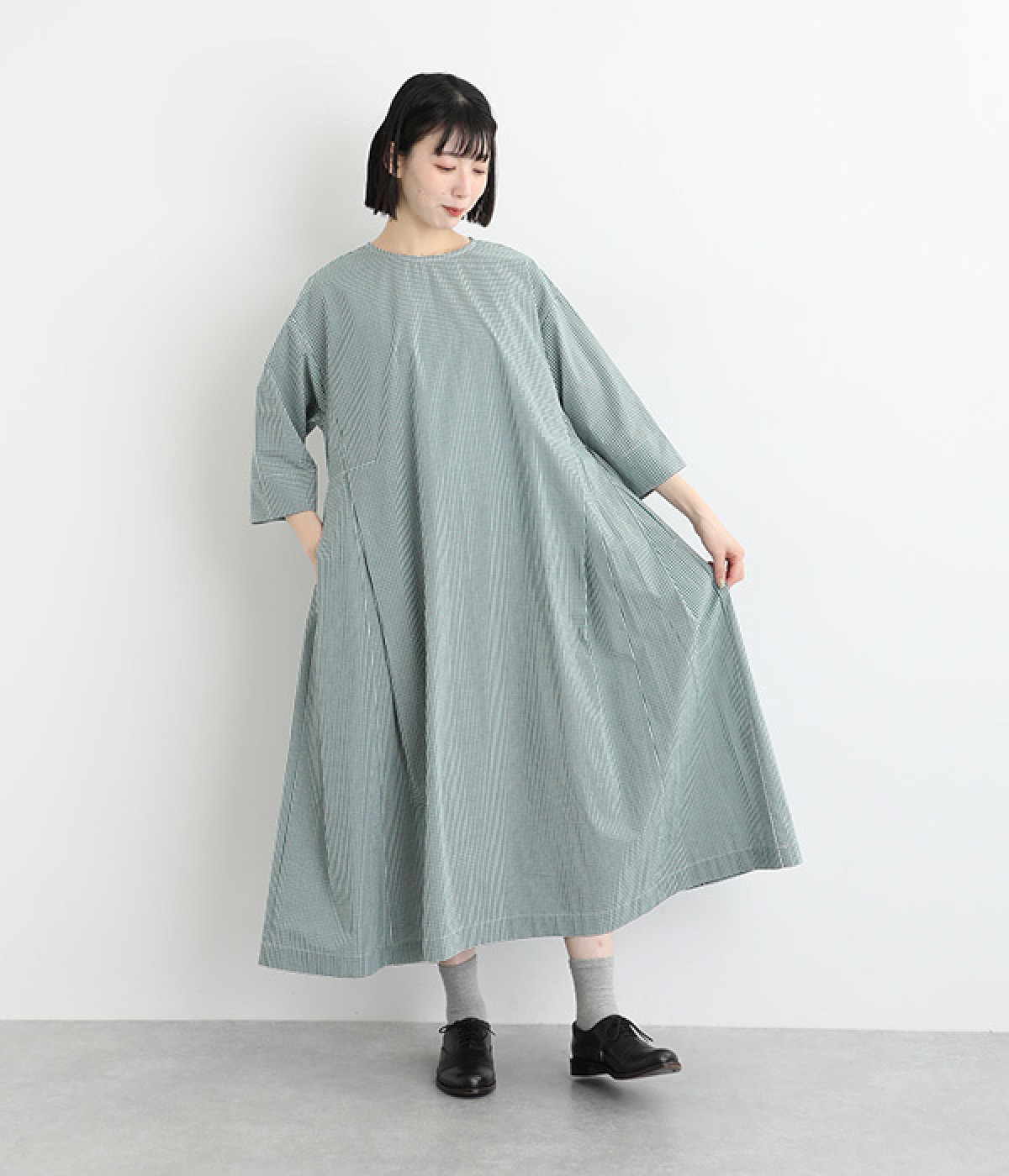 so サイドタック ワンピース さらさらコットン ギンガムチェック so サイドタック ワンピース さらさらコットン ギンガムチェック