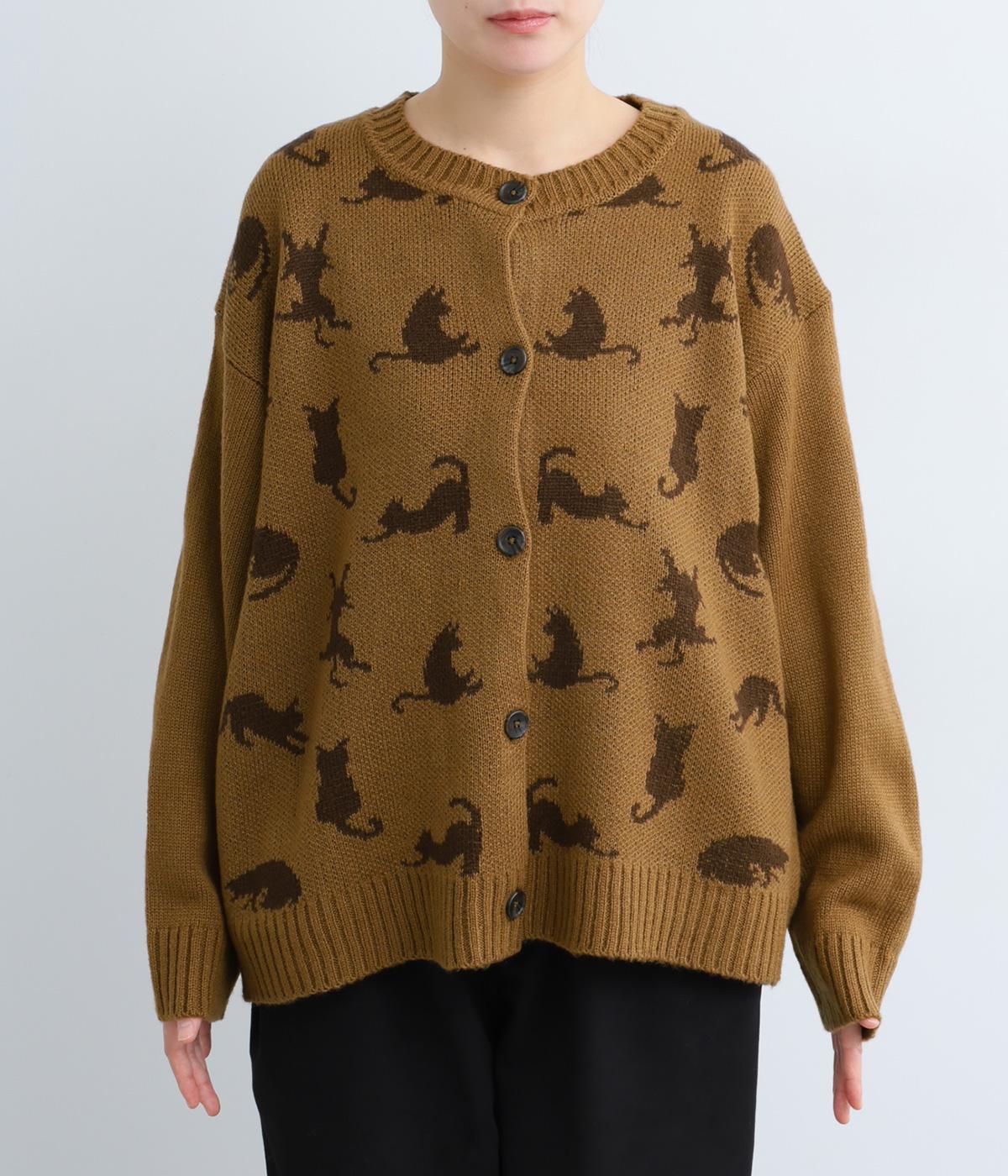 ネコ柄ジャカードカーディガン（NUEVO BLANCA）の商品詳細