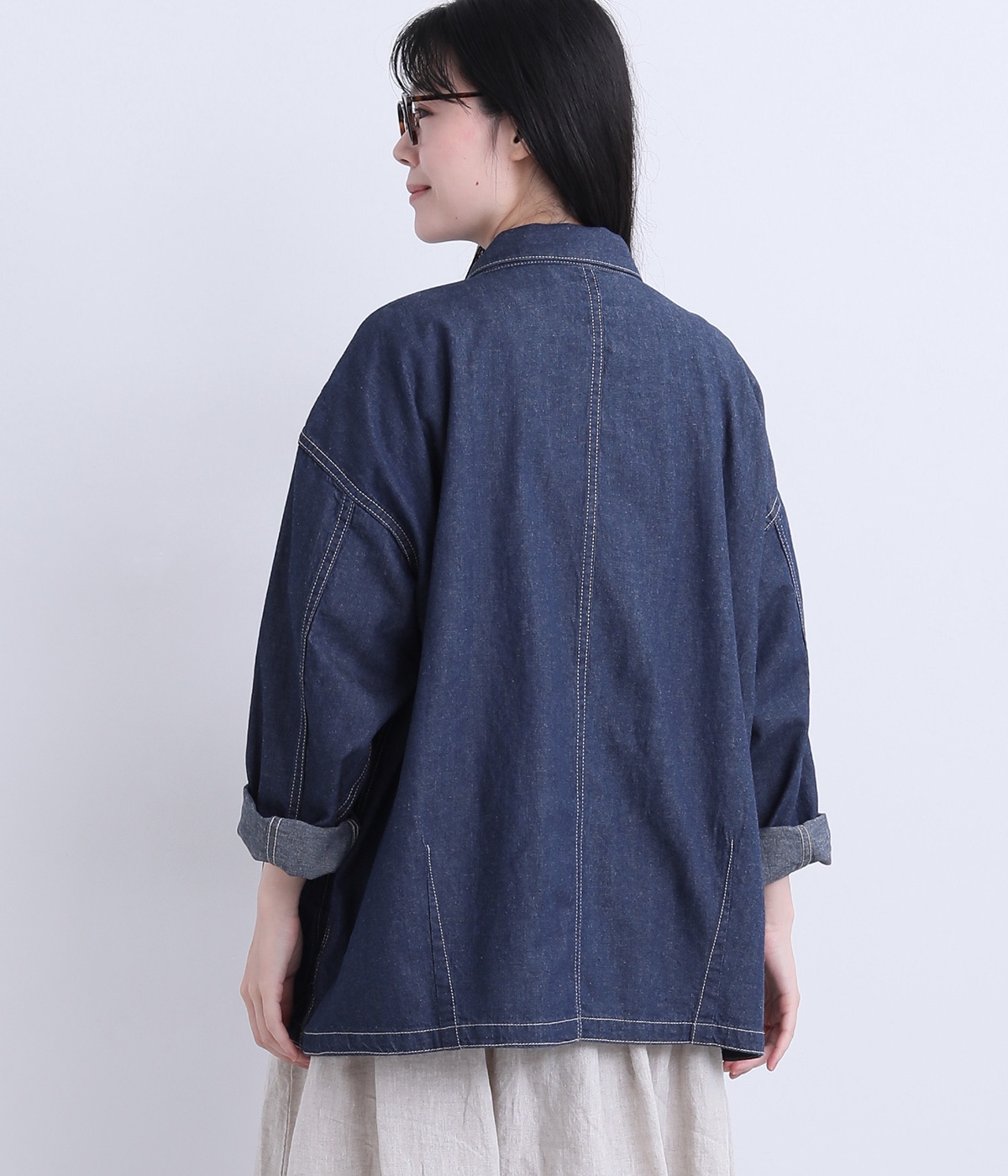 &yarnコットンリネン襟付きデニムジャケット &yarn_ コットンリネン襟付きデニムジャケット - メルカリ