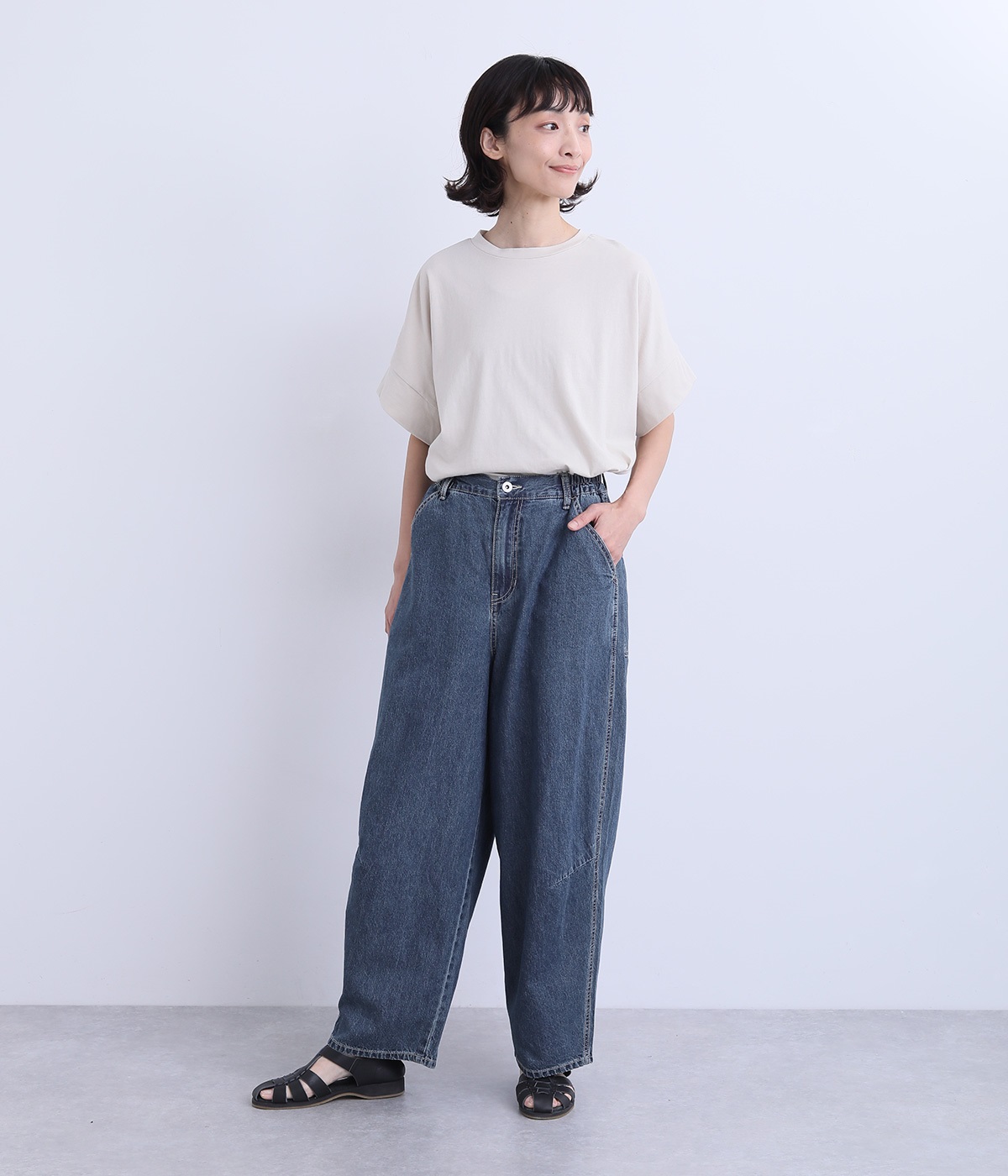 美品 コットン/リネン デニム ハイウエストコクーンパンツ ハイウエストコクーンデニムパンツ la primavera online store