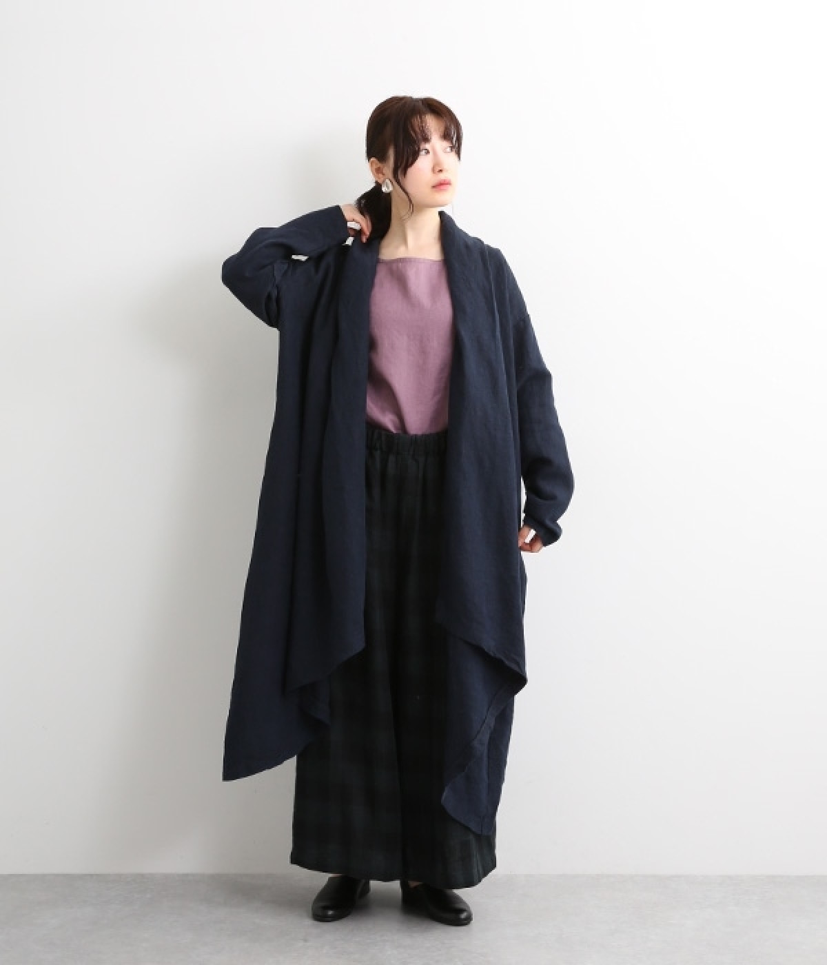 【08mab 】コットンリネン　スプリングコート　ガウン　羽織 08mab 】コットンリネン スプリングコート ガウン 羽織 08mab