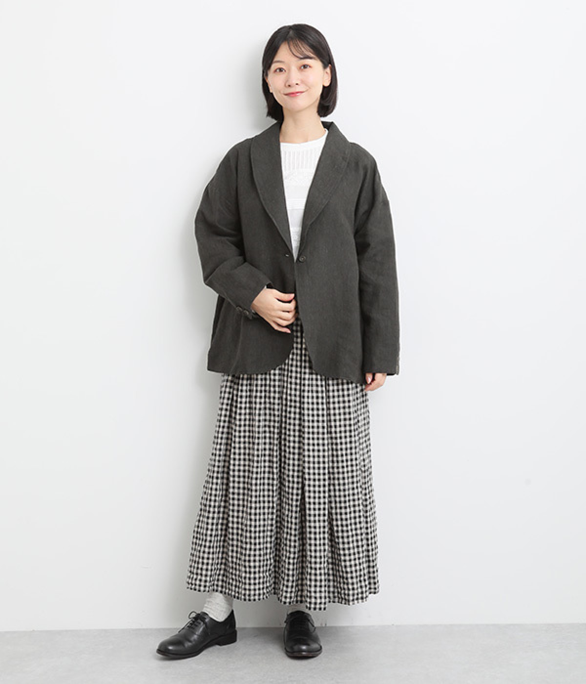 9番手リネン ショールカラージャケット（08Mab）の商品詳細