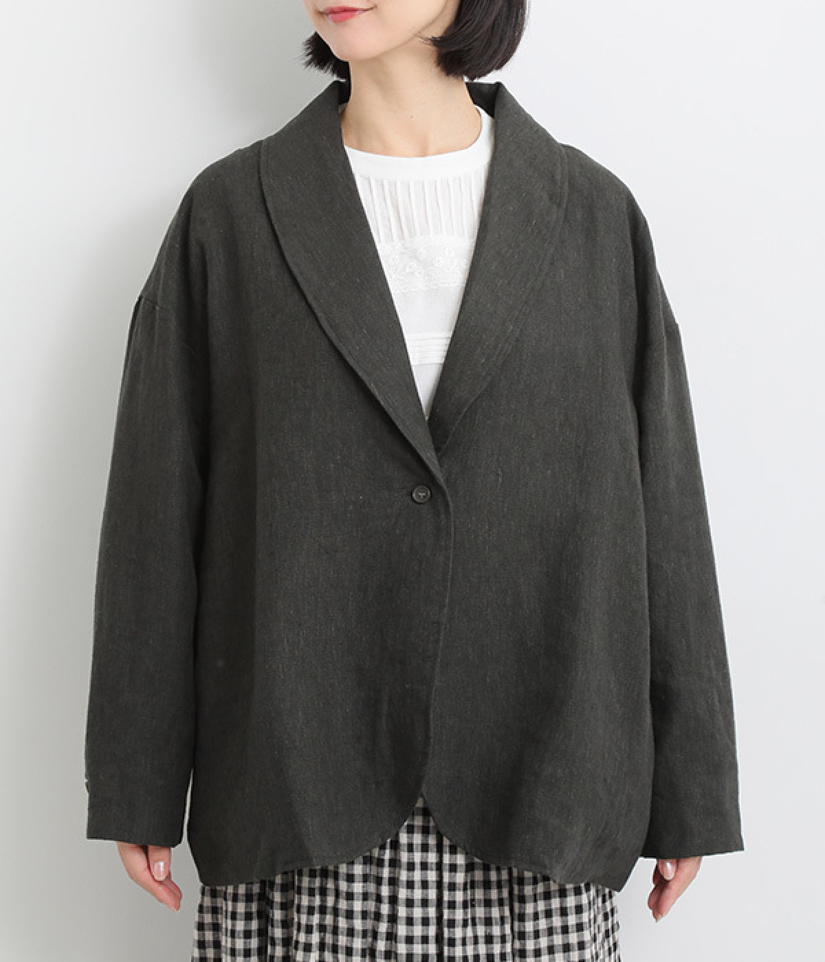 9番手リネン ショールカラージャケット（08Mab）の商品詳細