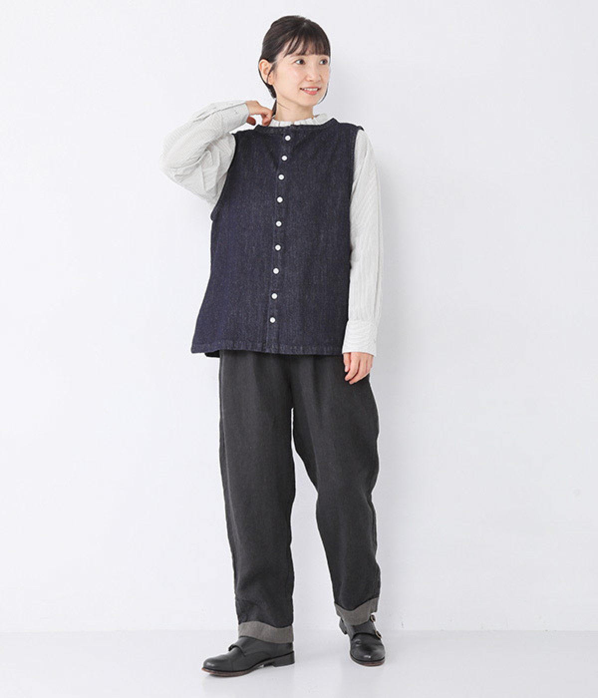 コットンリネンデニム2WAYベスト（08Mab）の商品詳細