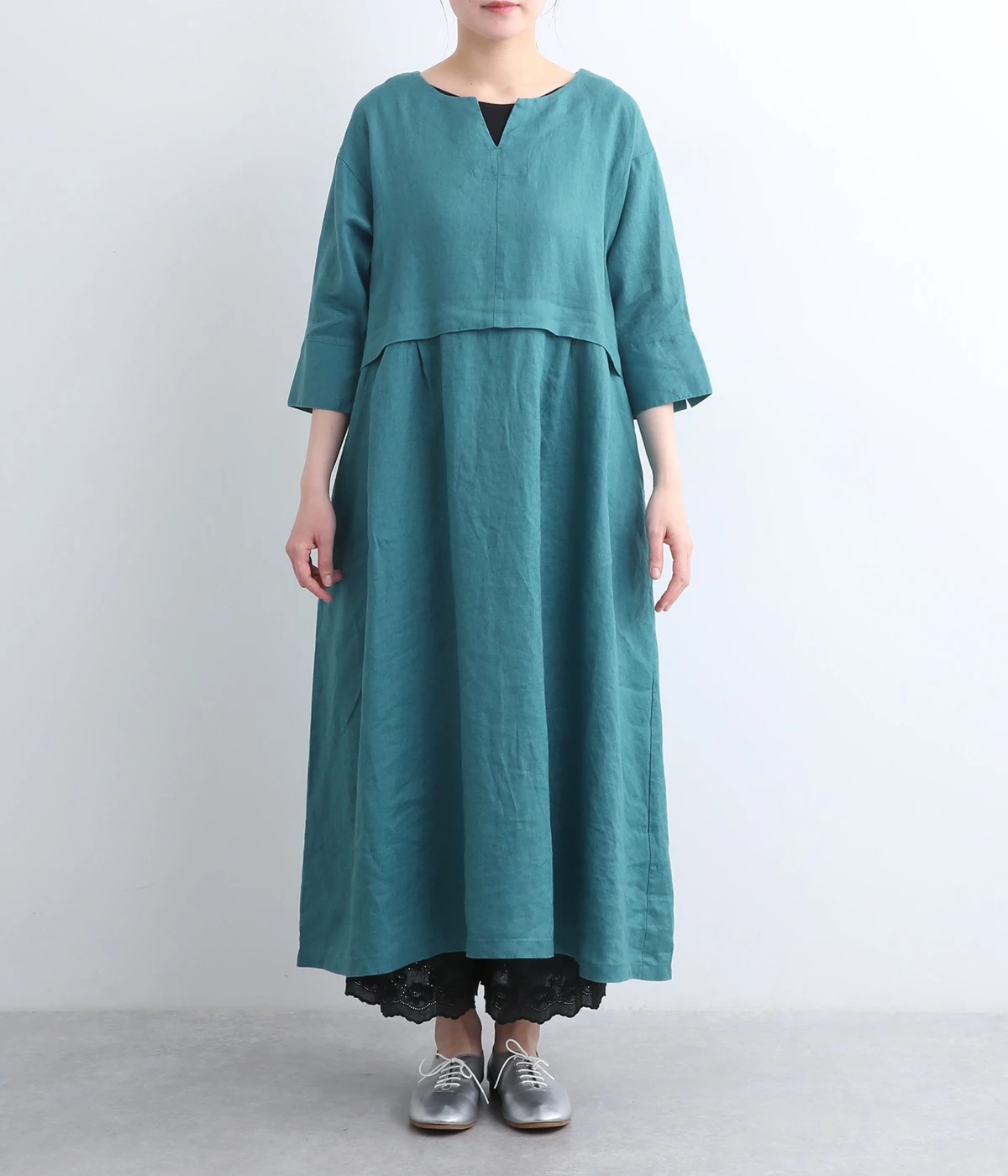 na様ワンピースm LOWER ギャザードルマンスリーブワンピース|ANAYI OFFICIAL