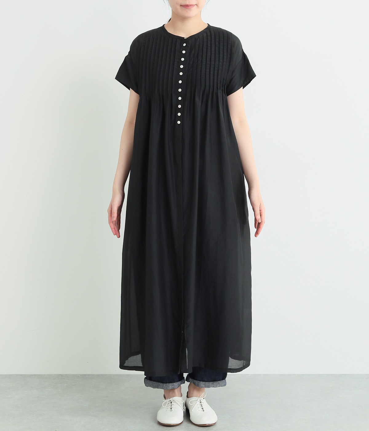 コットンシルク ピンタックワンピース（08Mab）の商品詳細