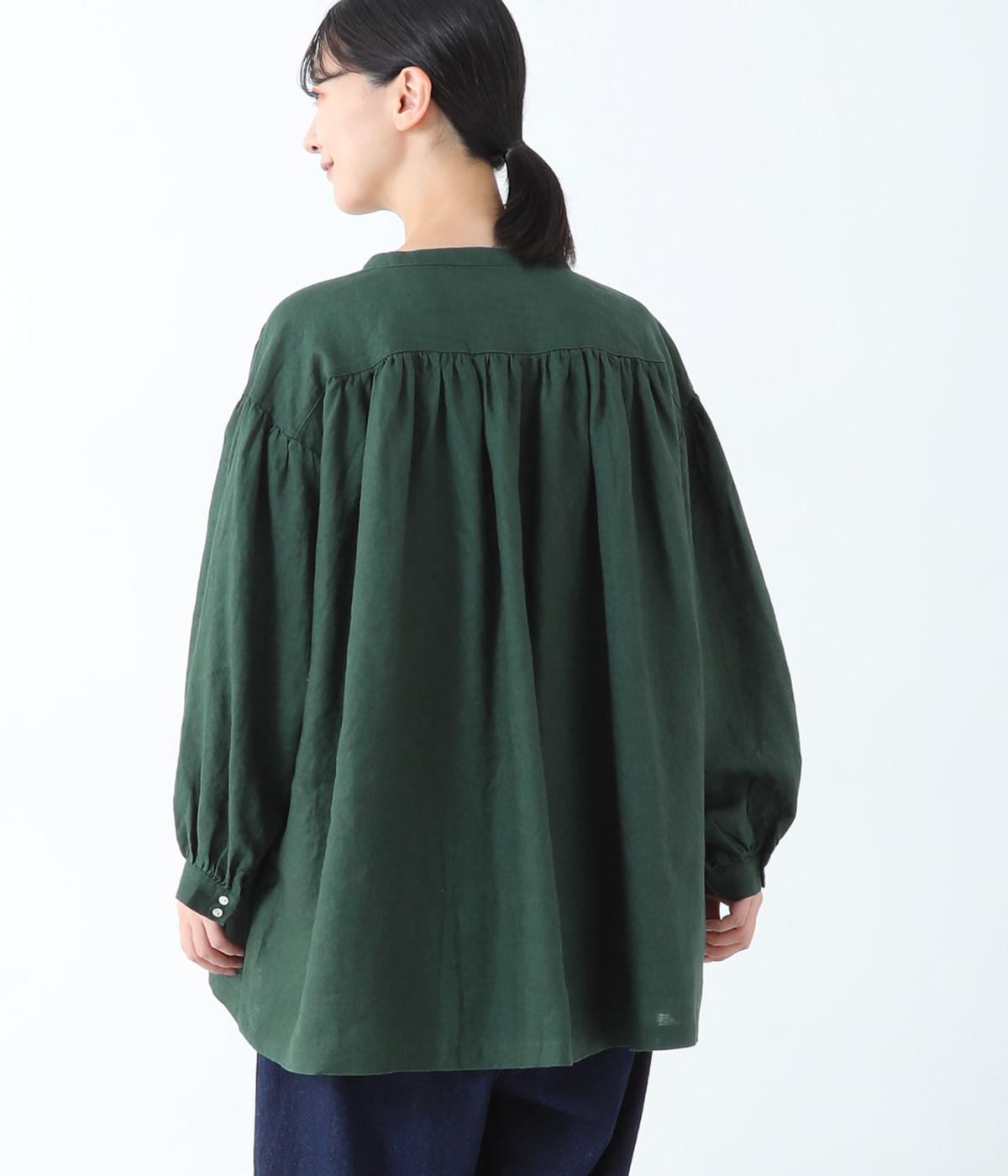14番手リネンVネックギャザーブラウス（08Mab）の商品詳細