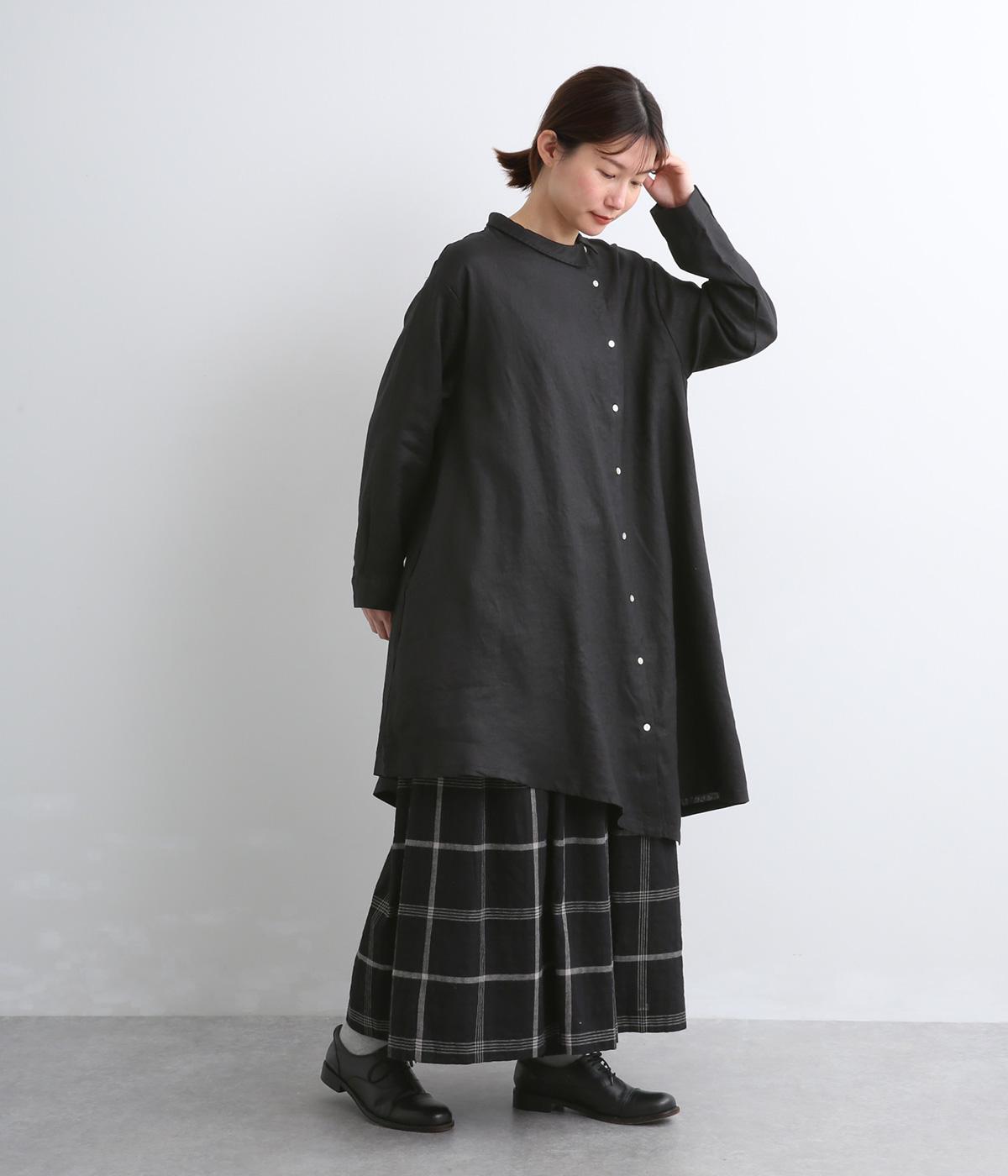 14番手リネンずれたシャツ襟チュニック（08Mab）の商品詳細