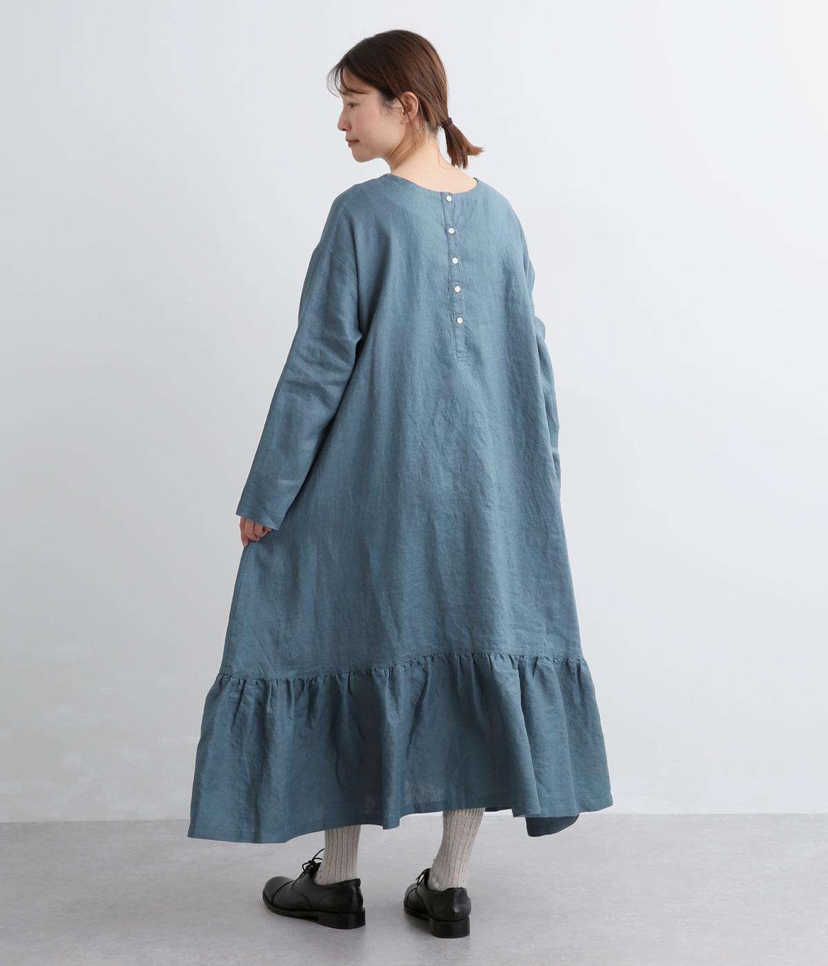 14番手リネン2way裾ギャザー切り替えワンピース（08Mab）の商品詳細