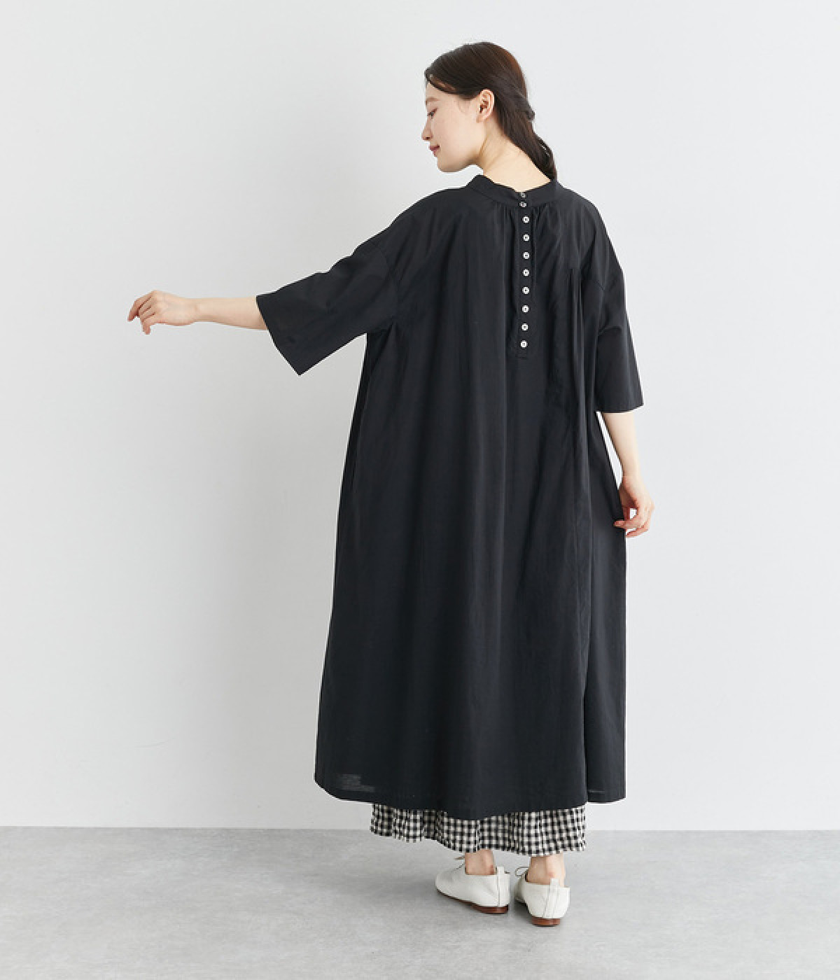 コットンリネンボイル切り替え変形ギャザー2wayワンピース（+2
