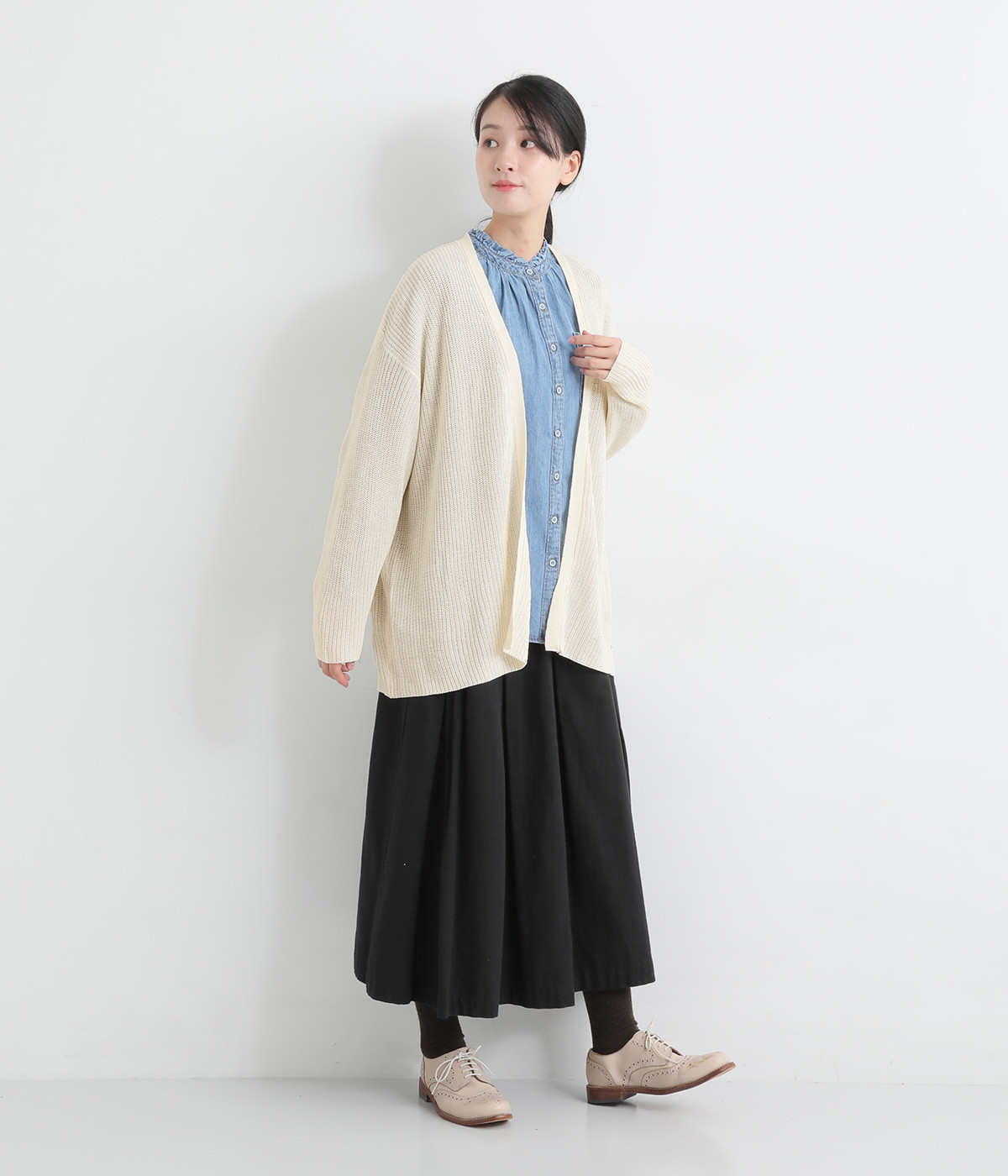 新品タグ付き phisique du role レーヨン ロング丈 カーディガン neilikka】畦編み着流しロングカーディガン（no jean）の商品詳細