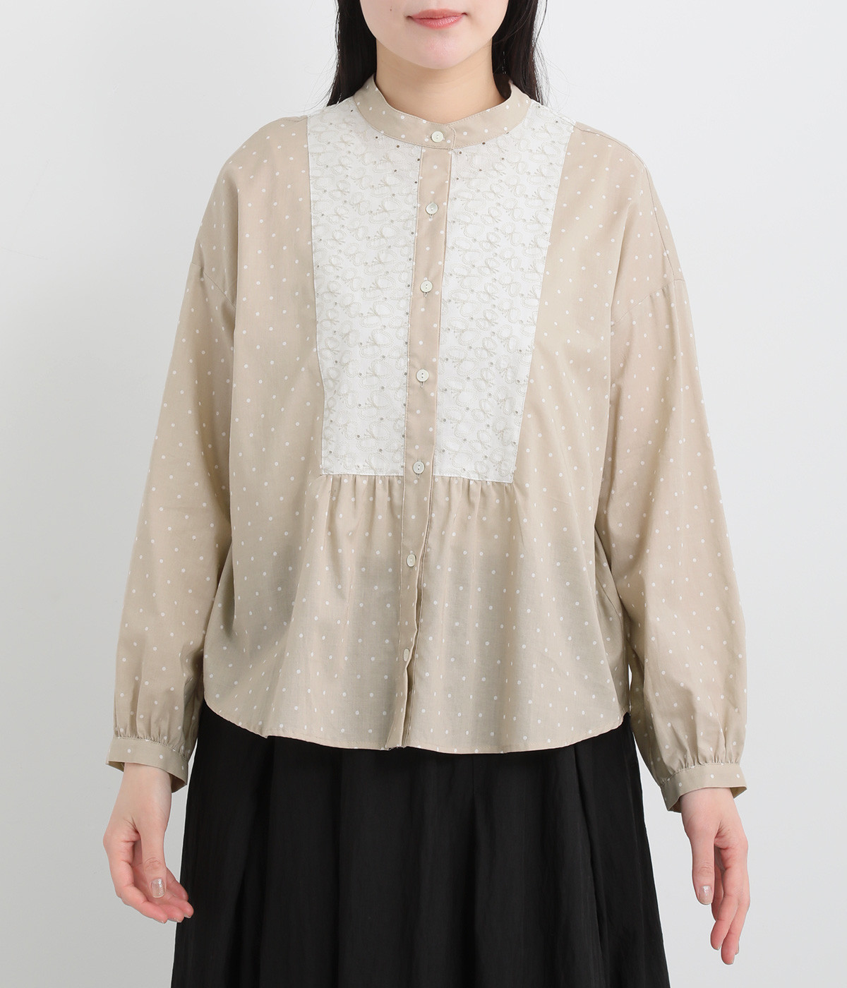 再値下げ[新品]リバティ前後ヨーク切替バンドカラーブラウス