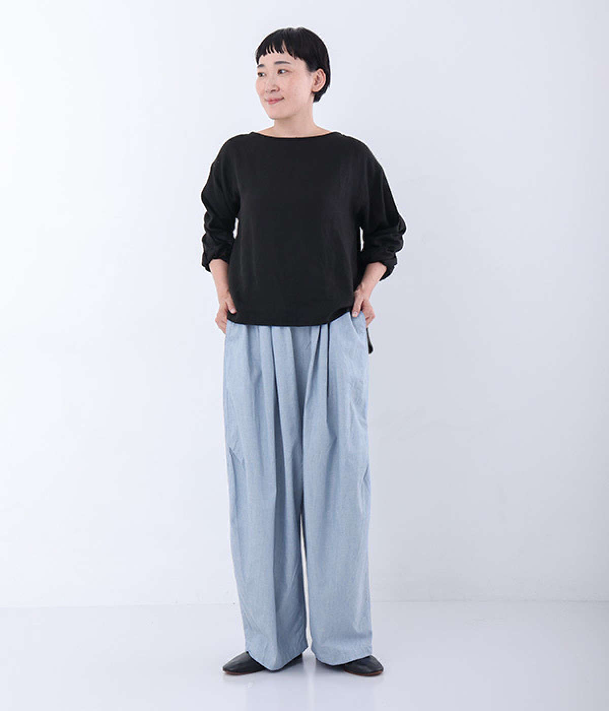 manna１度着用の美品⭐︎ミズイロインド シャンブレーワイドカーゴパンツ imgrc0085508048.jpg