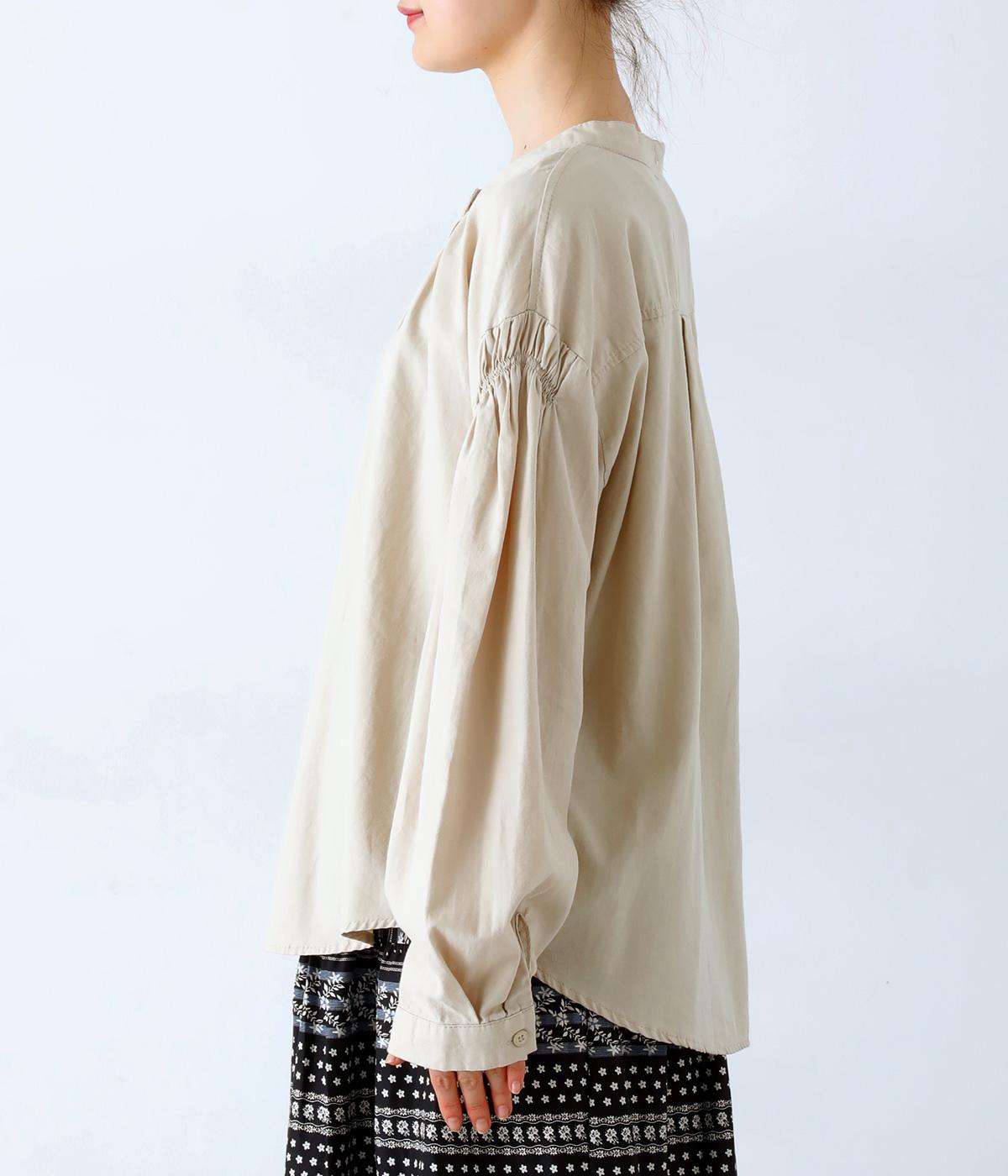 カケモノ夏　ベージュ黒 ギャザーシャツ（C.L.N）の商品詳細