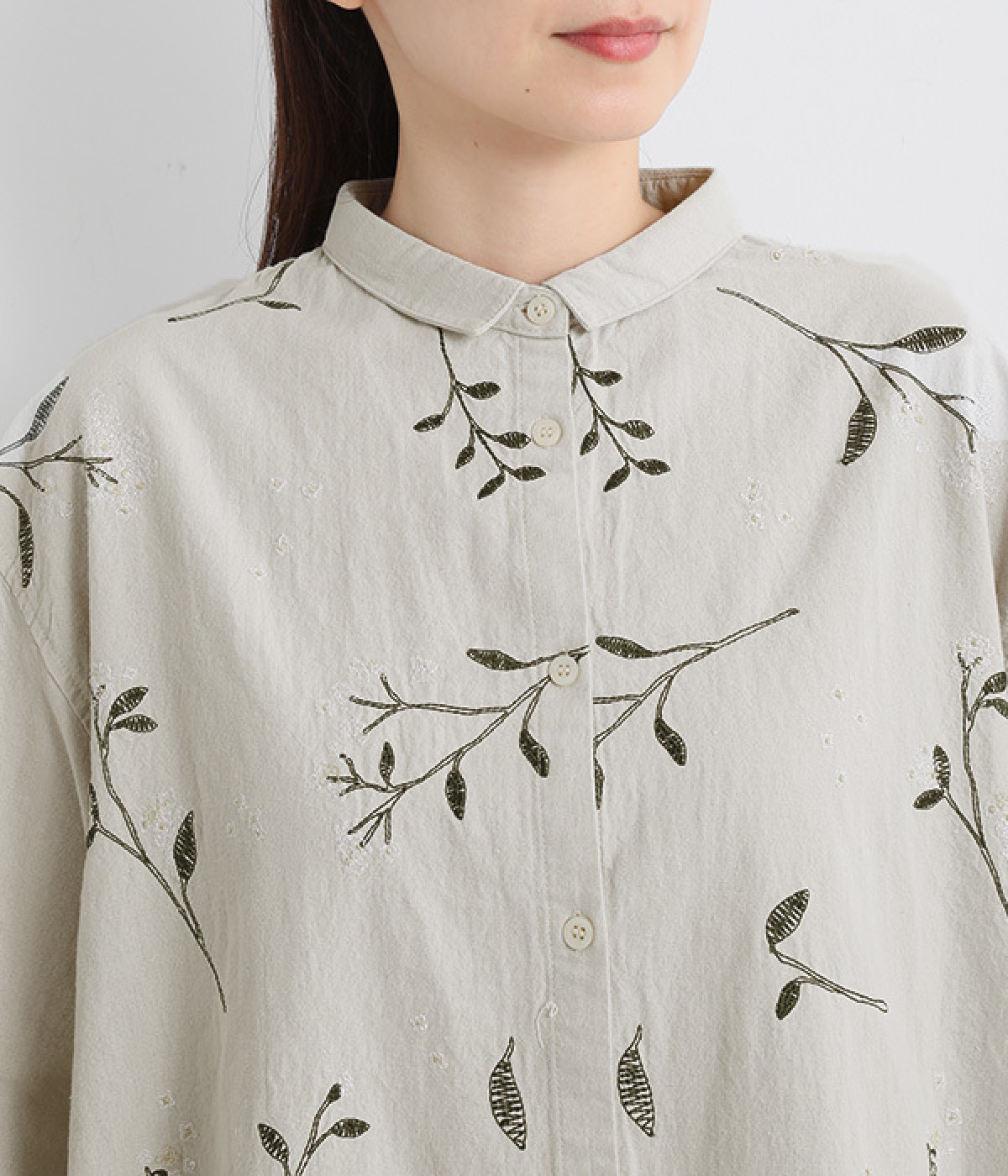 花柄刺繍前あきシャツワンピース（cloudnine）の商品詳細