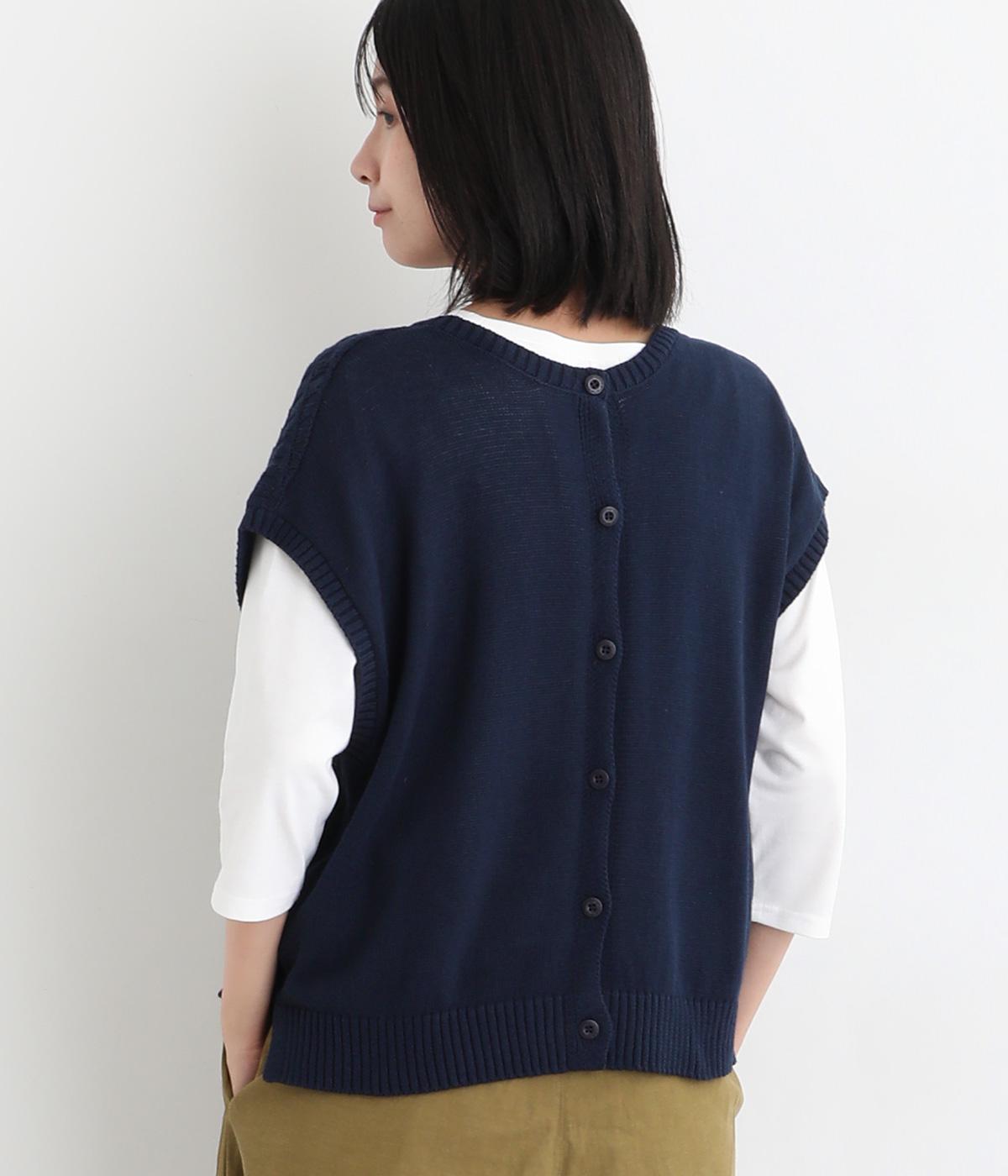 muuet Cotton velour 2way tops ネイビー 完売品 夜空の編み柄切り替え2wayベスト（Keitto）の商品詳細