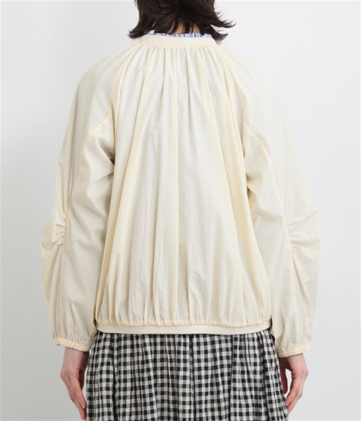 新品タグ付き＊23ss ノーブル NOBLE リネンライクシアーギャザーブルゾン ブルゾン アウター ノーカラーギャザーブルゾン レディース