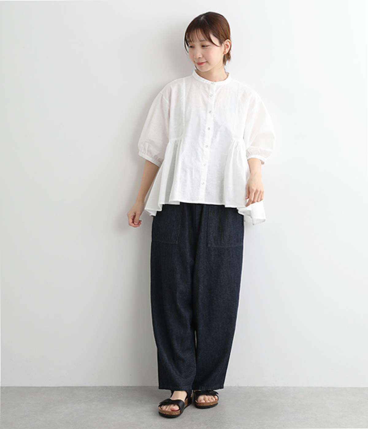 リネンコットンガーゼ フレアーブラウス（ista-ire）の商品詳細 