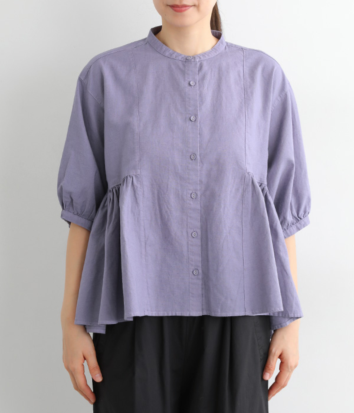 リネンコットンガーゼ フレアーブラウス（ista-ire）の商品詳細 
