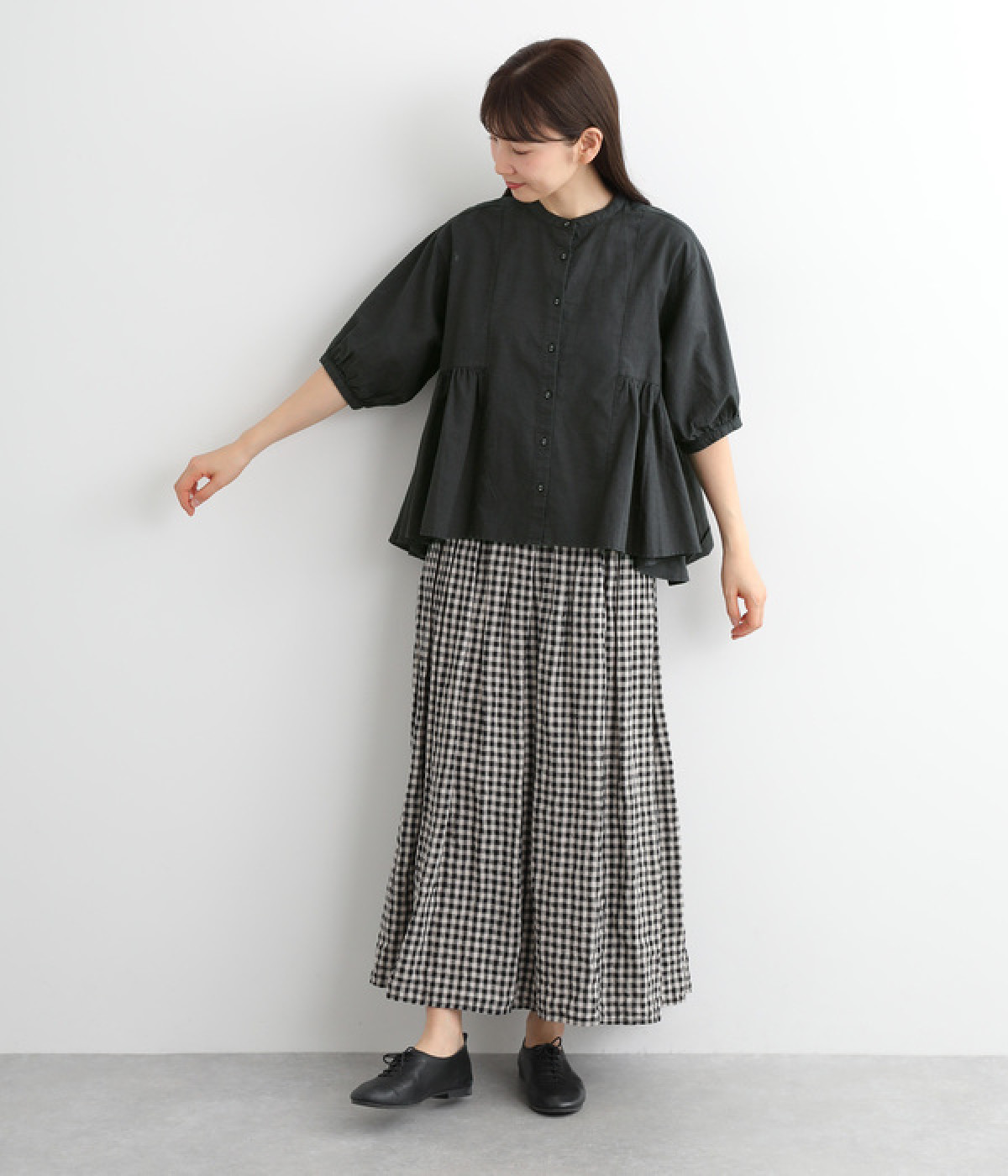 リネンコットンガーゼ フレアーブラウス（ista-ire）の商品詳細 