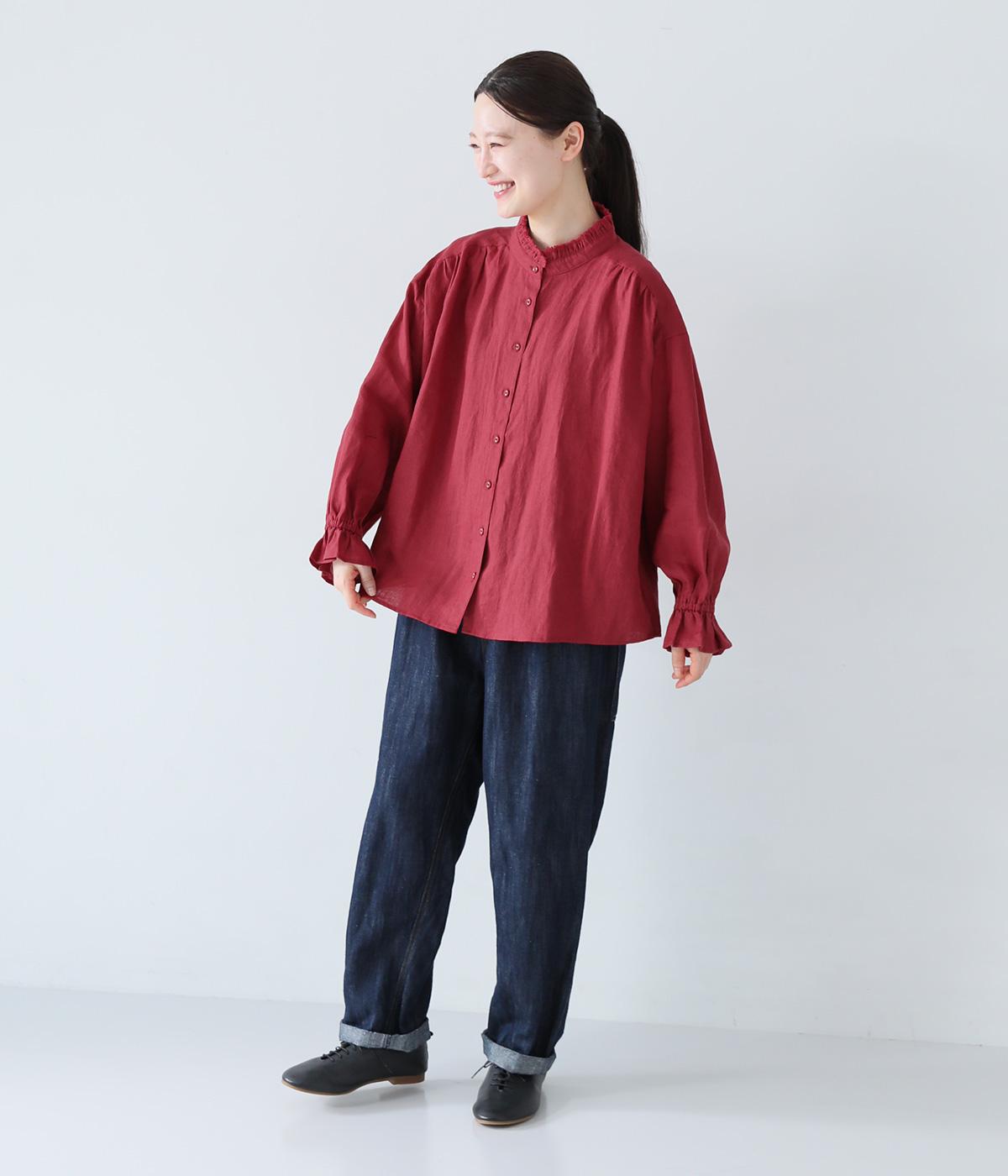 強撚リネン フリルカラーブラウス（ista-ire）の商品詳細