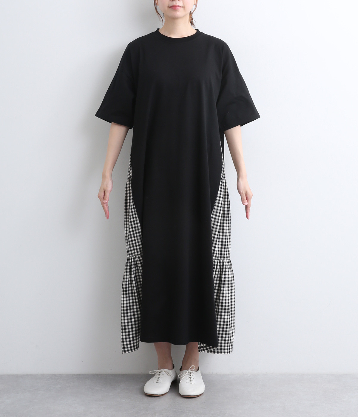 【SALE】ネネット キャンディペーパーワンピース ペチコート付きコットンレースティアードシャツワンピース