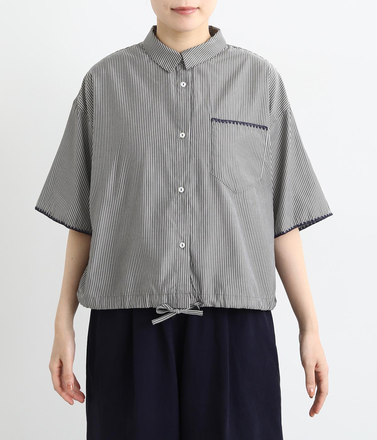 トップス MomOmaRU 𝙎𝙤𝙛𝙩 𝙙𝙚𝙣𝙞𝙢 𝟮𝙬𝙖𝙮 𝙨𝙝𝙞𝙧𝙩 𝙗𝙡𝙪𝙚,𝙣𝙖𝙫𝙮