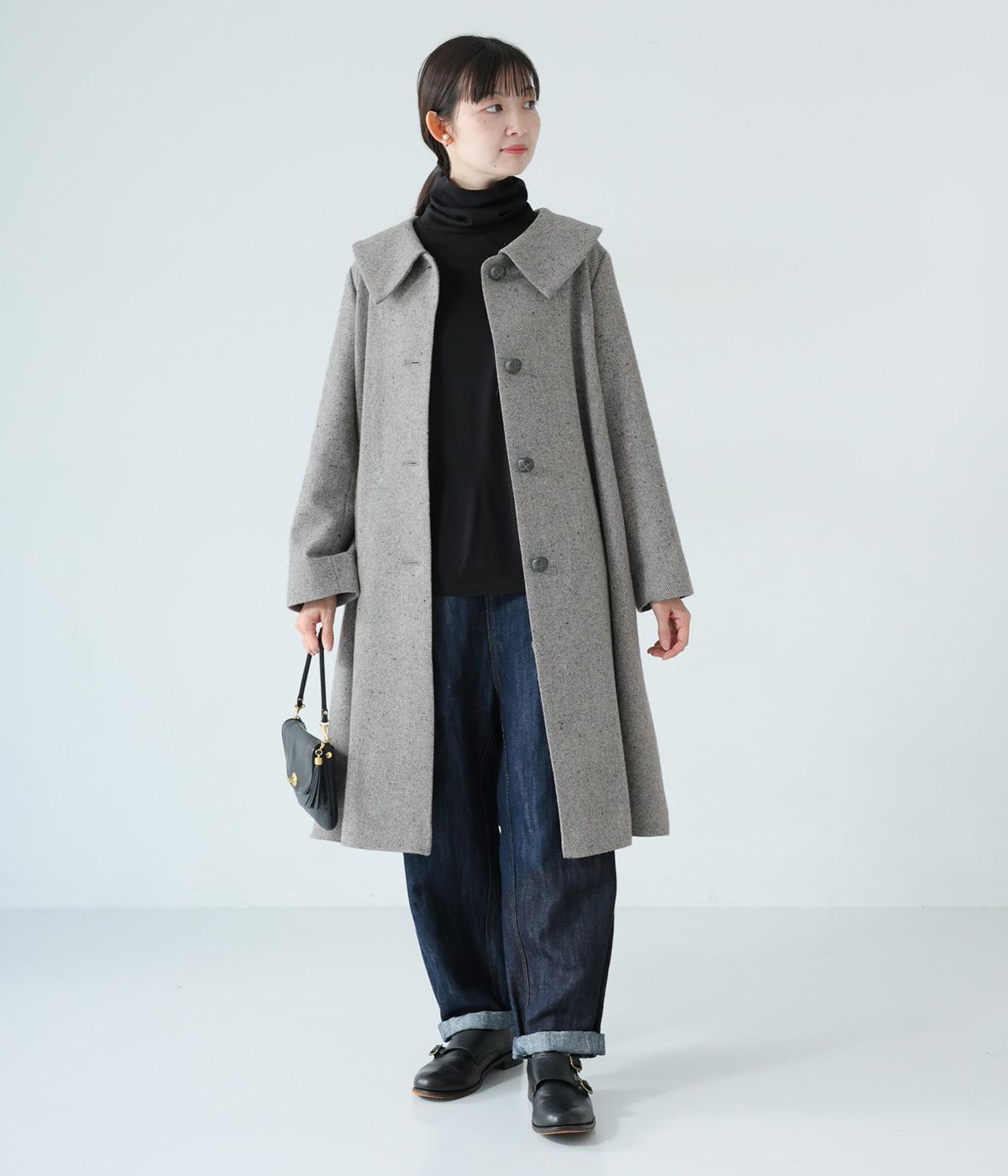 ウール混襟付きフレアコート（+One）の商品詳細