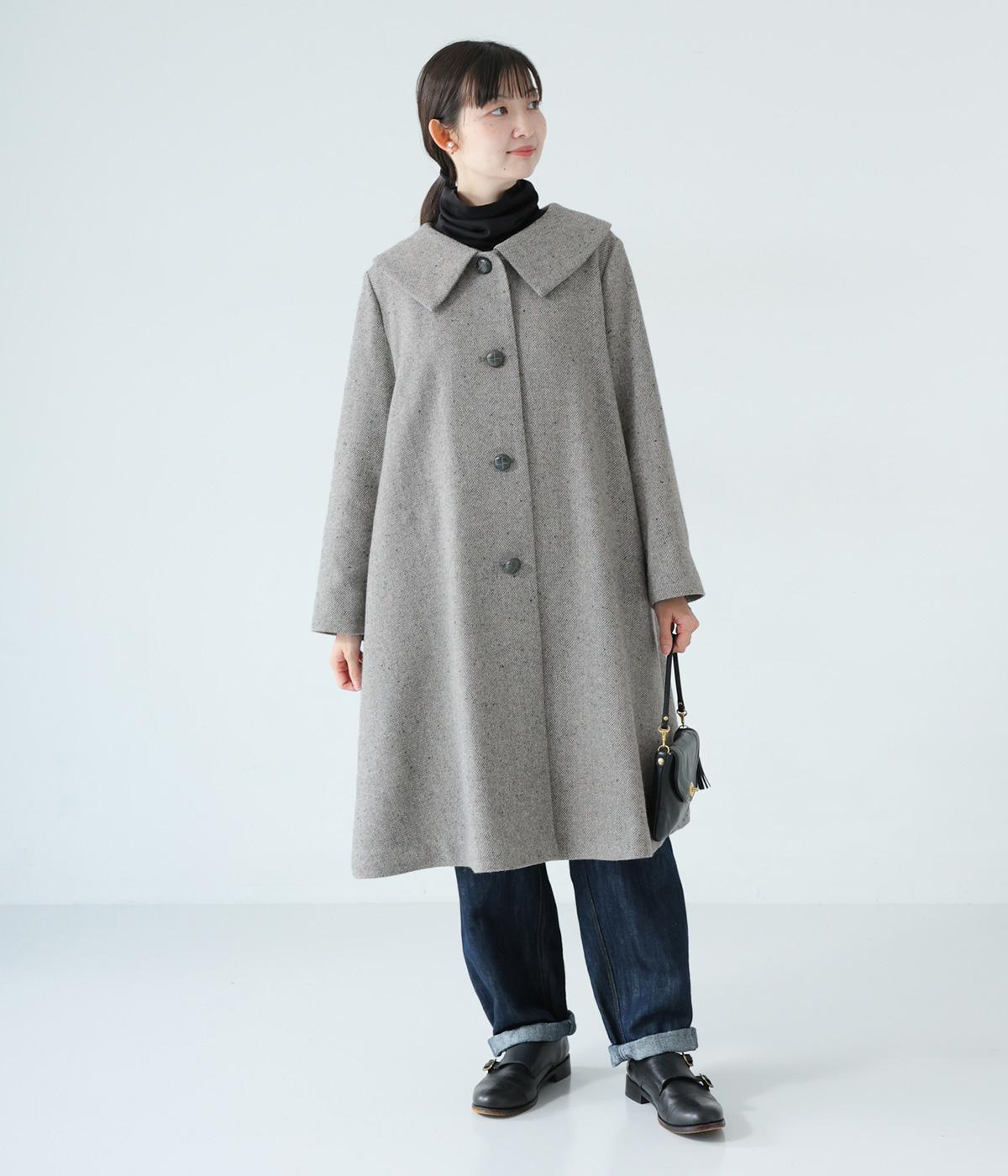 ウール混襟付きフレアコート（+One）の商品詳細