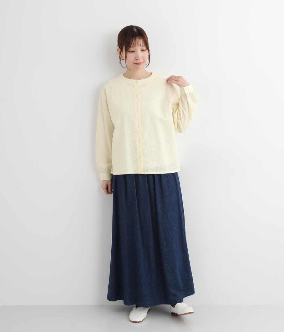 265 白馬様フォロー割 群言堂 インディゴ 刺繍 コットン ブラウス 265 白馬様フォロー割 群言堂 インディゴ 刺繍 コットン
