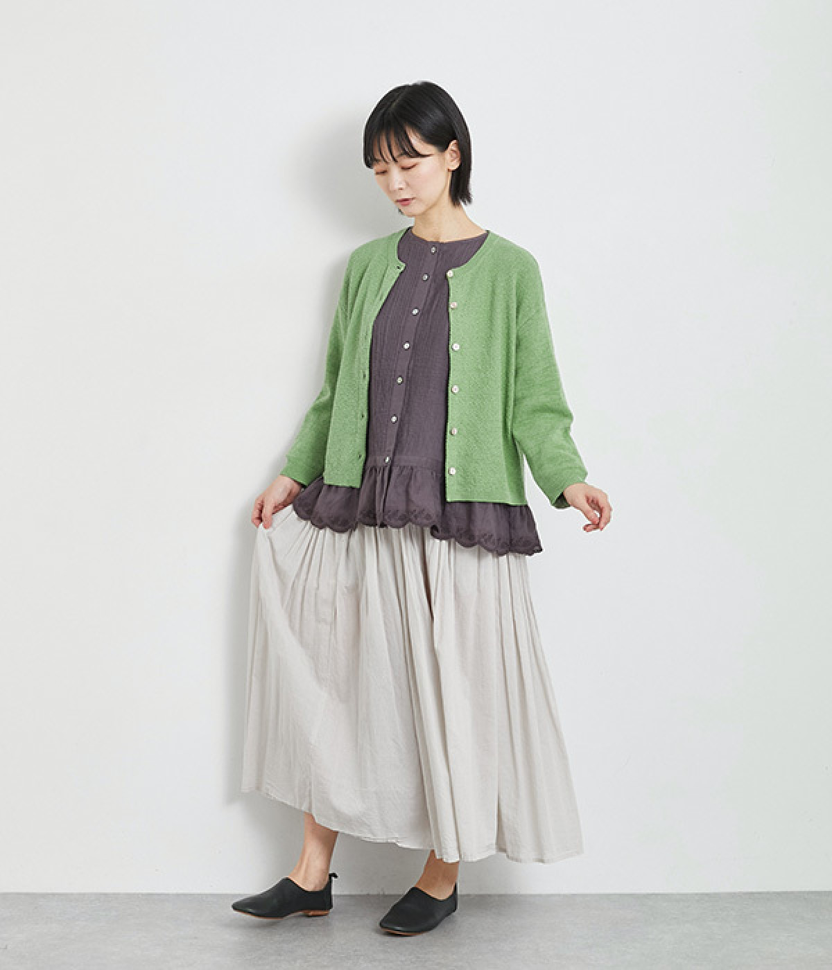 Kettyのグリーンのシルクカーディガン Kettyのグリーンのシルクカーディガン