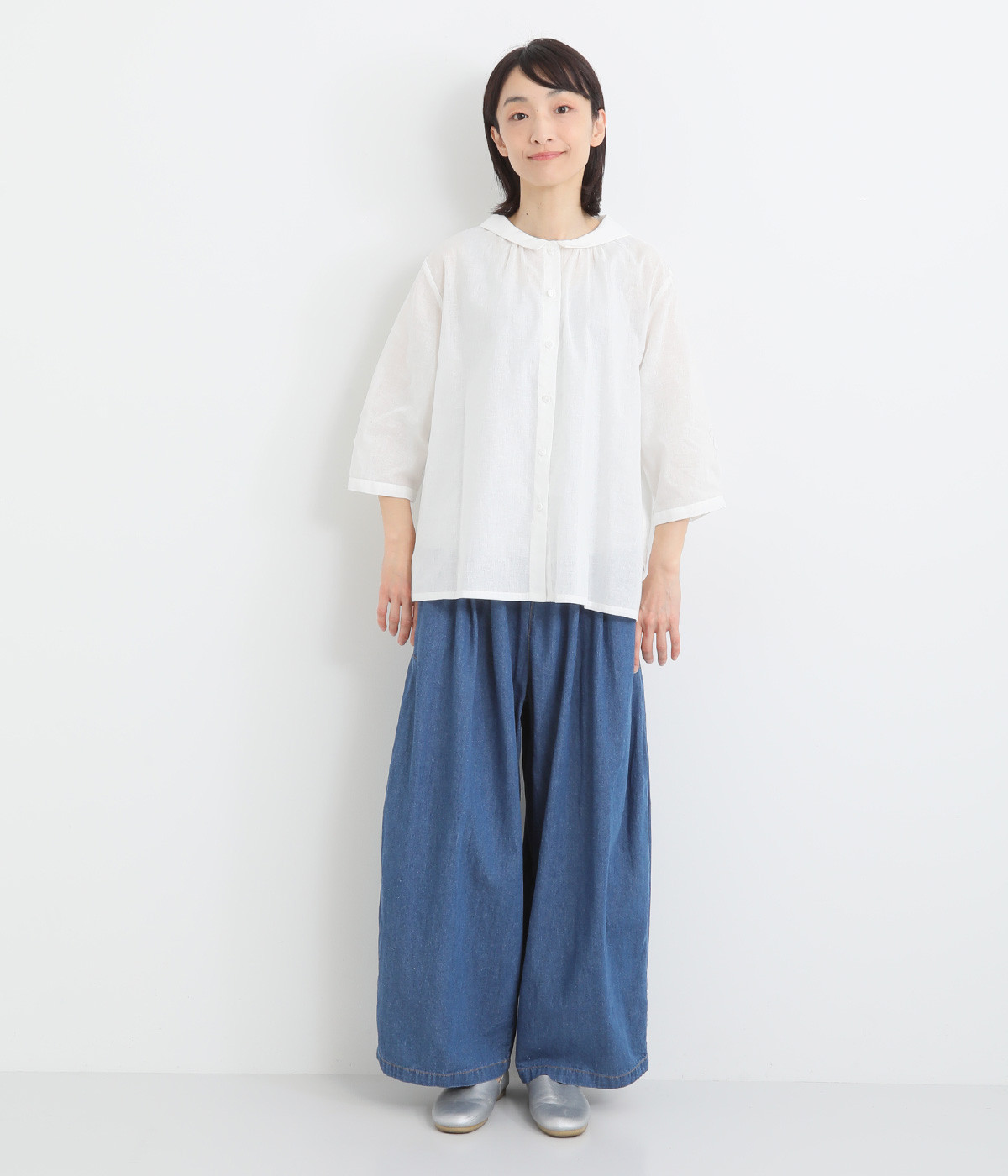 コットンリネンボイル変形襟ブラウス（On y vua.）の商品詳細