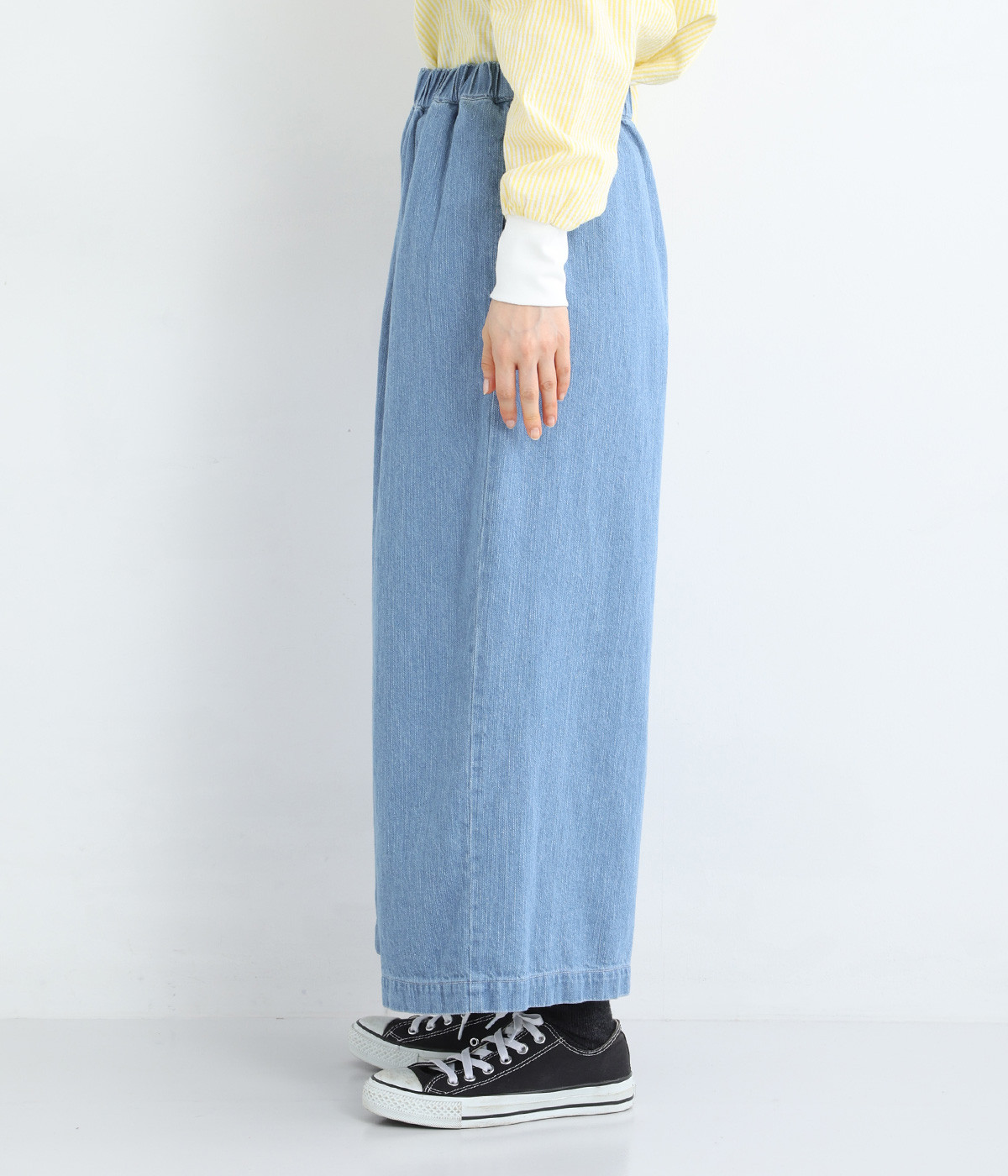 コットンリネンデニム 2タックワイドパンツ（Bliss bunch）の