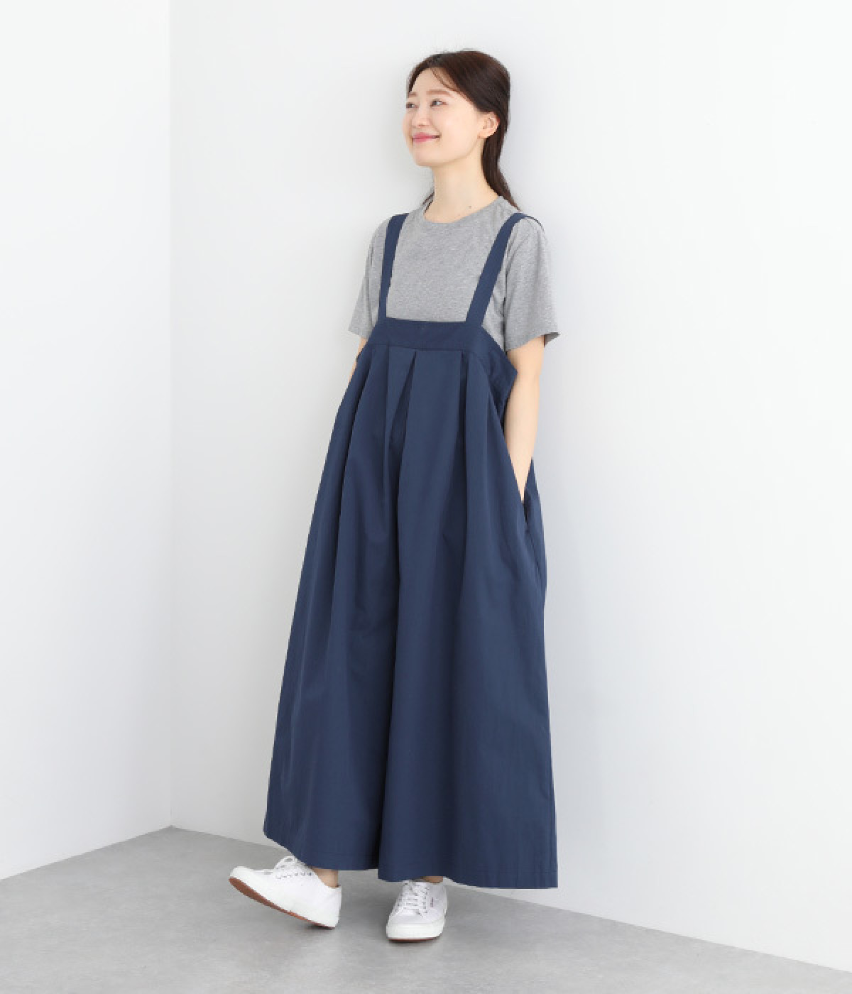 コットンツイルタック使いサロペットパンツ（Bliss bunch）の