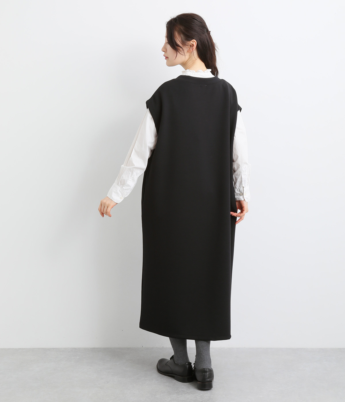 チュールフラワーカフスニット+レイヤード風ジャンスカ(2set) XSサイズあり【ROBE de FLEURS/ローブドフルール】ビジュー襟