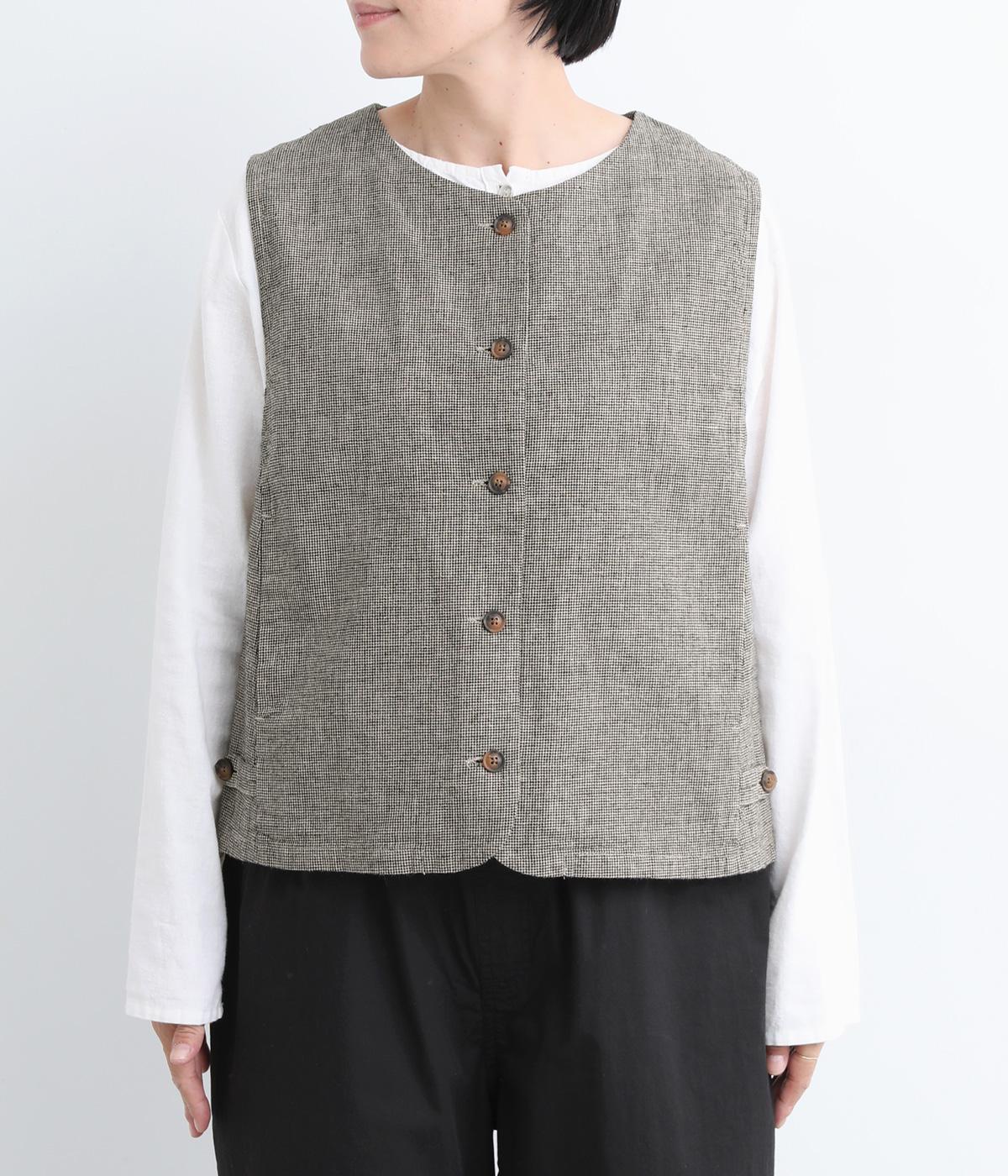 コットンリネン先染めサイドベルト付きベスト（Bliss bunch）の商品詳細