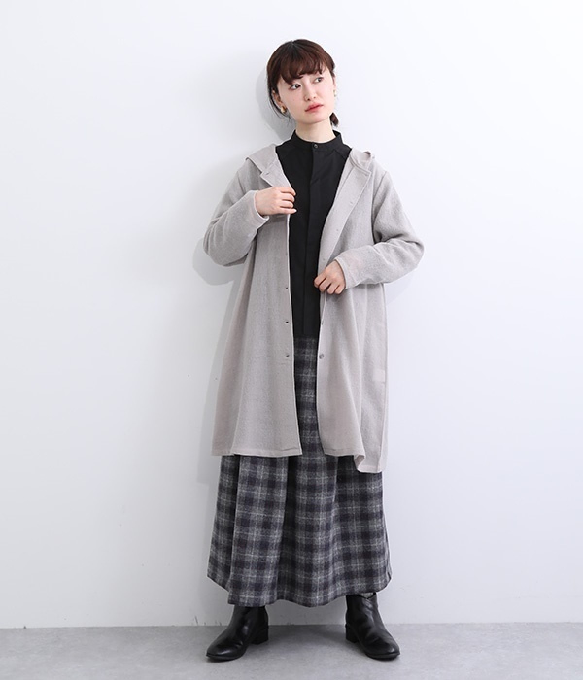 nous rendent heureux 綿麻タータンチェックタックスカート nous rendent heureux 綿麻タータンチェックタックスカート