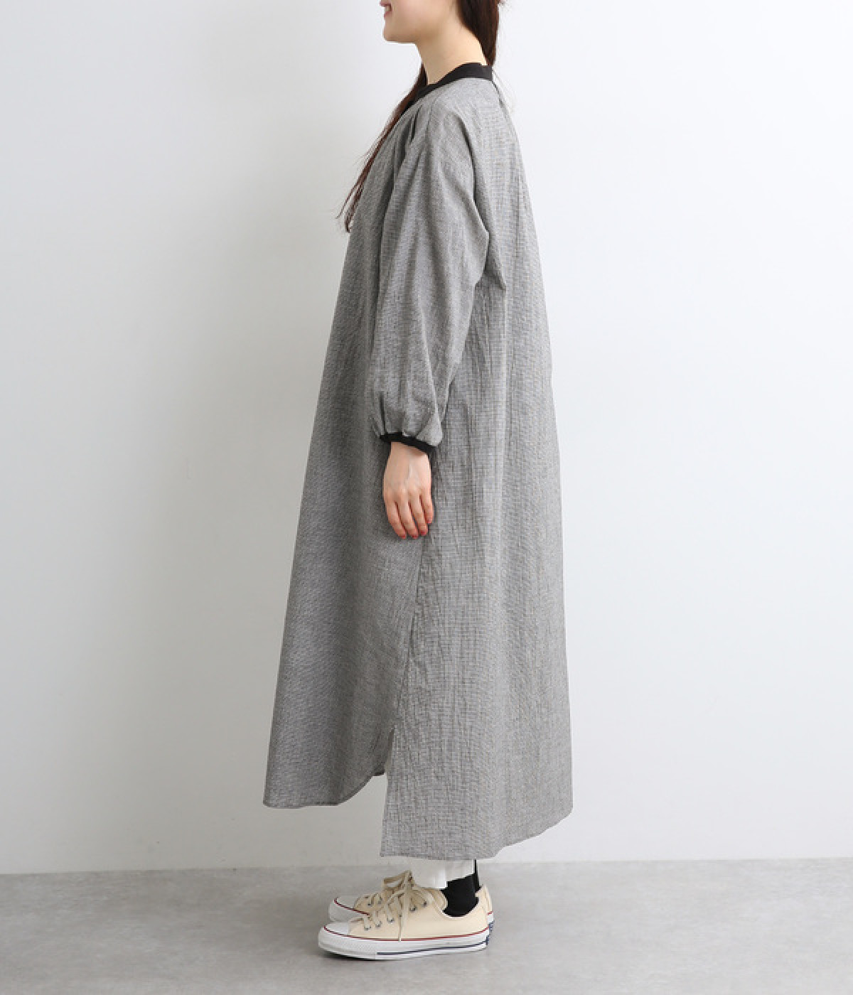 コットンリネンバイカラー襟ワンピース（nous rendent heureux