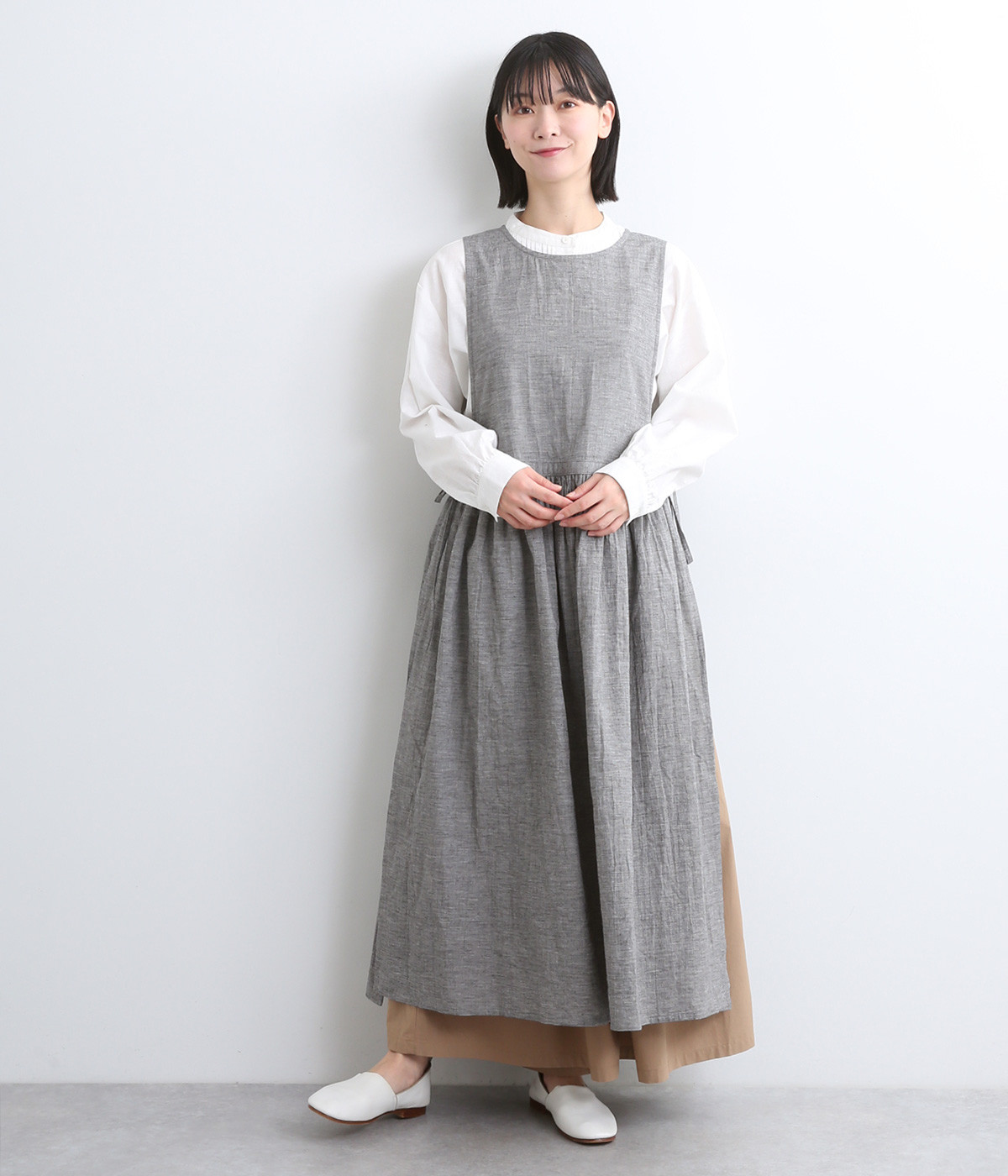 コットンリネンエプロンワンピース（nous rendent heureux）の