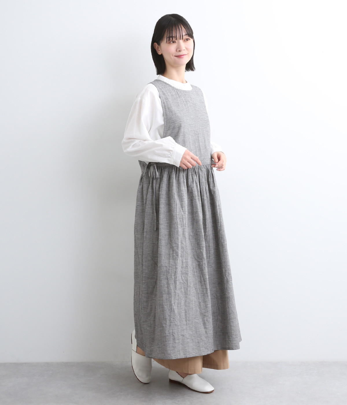 コットンリネンエプロンワンピース（nous rendent heureux）の商品詳細