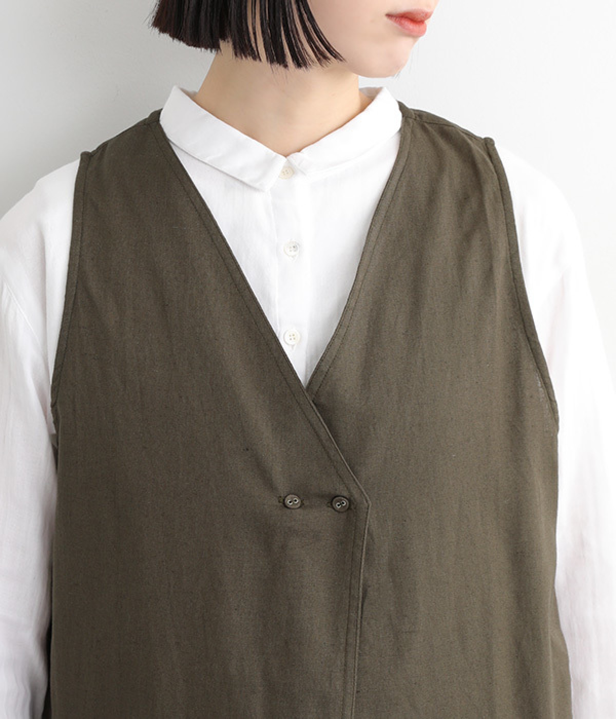 新品 【 QTUME 】ダブルボタンノーカラージレ グレー 5月中旬〜下旬再販決定！【 QTUME 】ダブルボタンノーカラー
