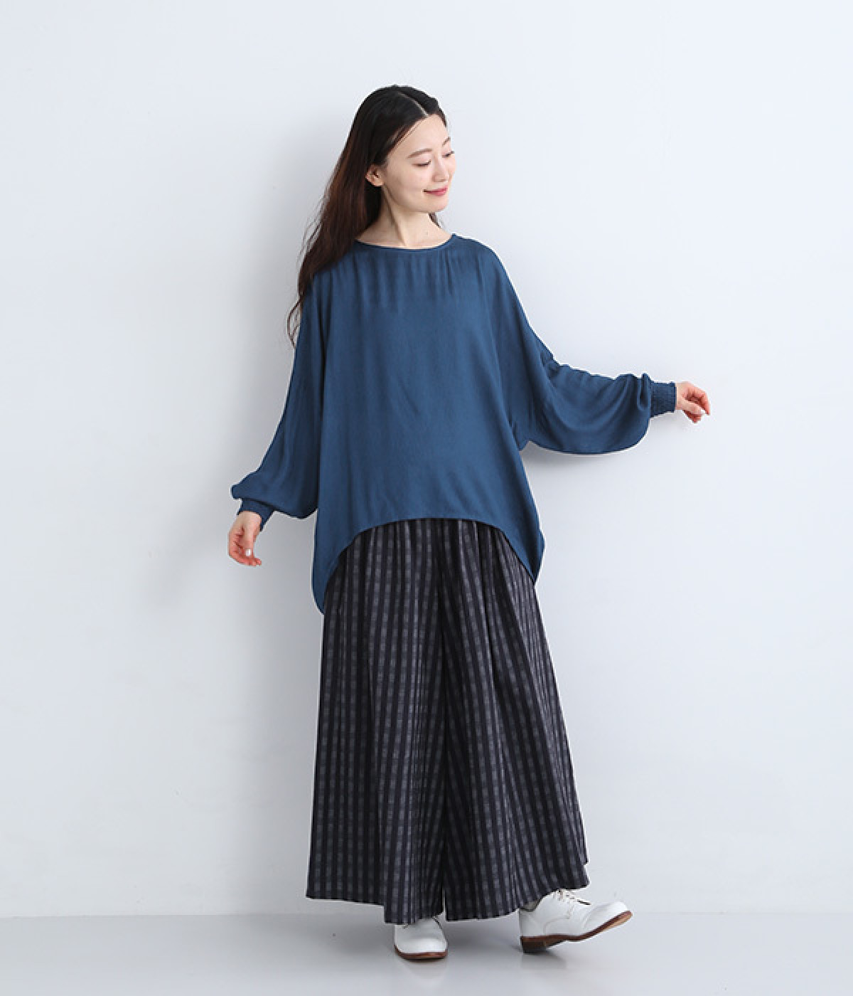 コットンギンガムデニムワイドパンツ（GA-ON）の商品詳細